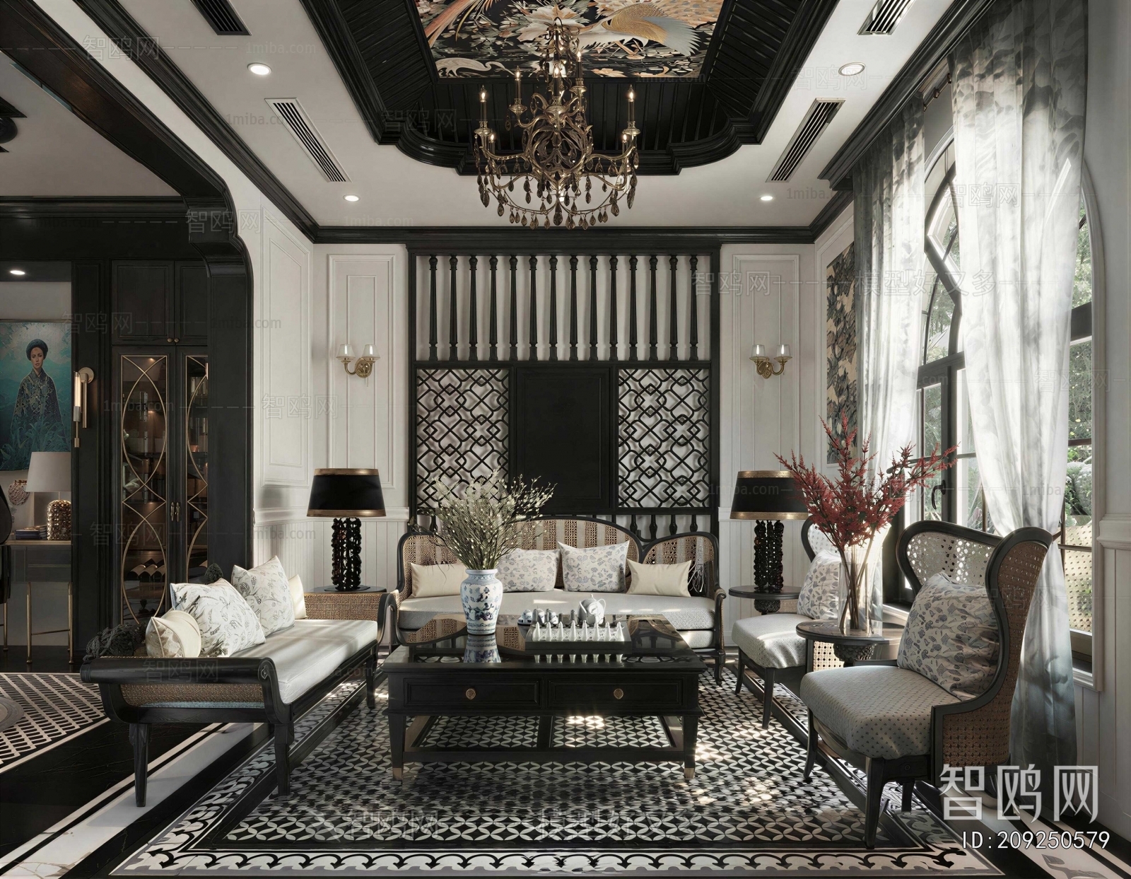 New Chinese Style A Living Room