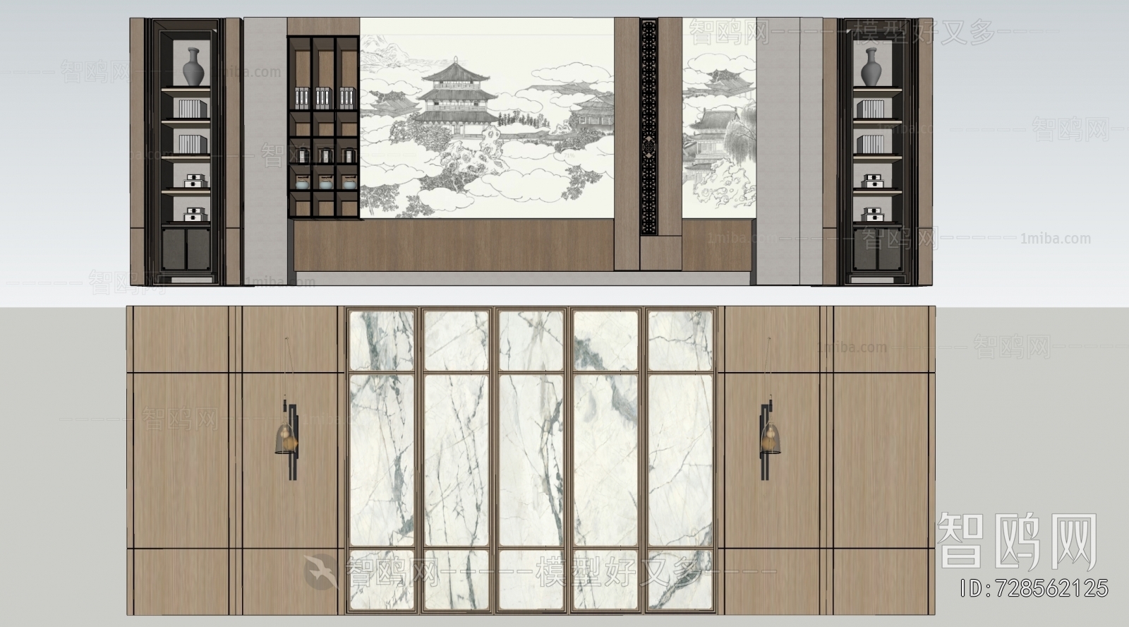 New Chinese Style TV Wall