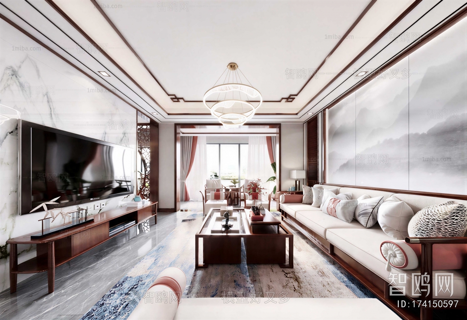 New Chinese Style A Living Room