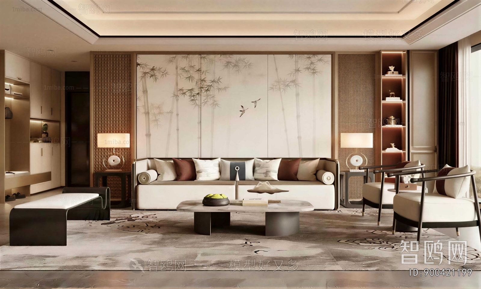 New Chinese Style A Living Room