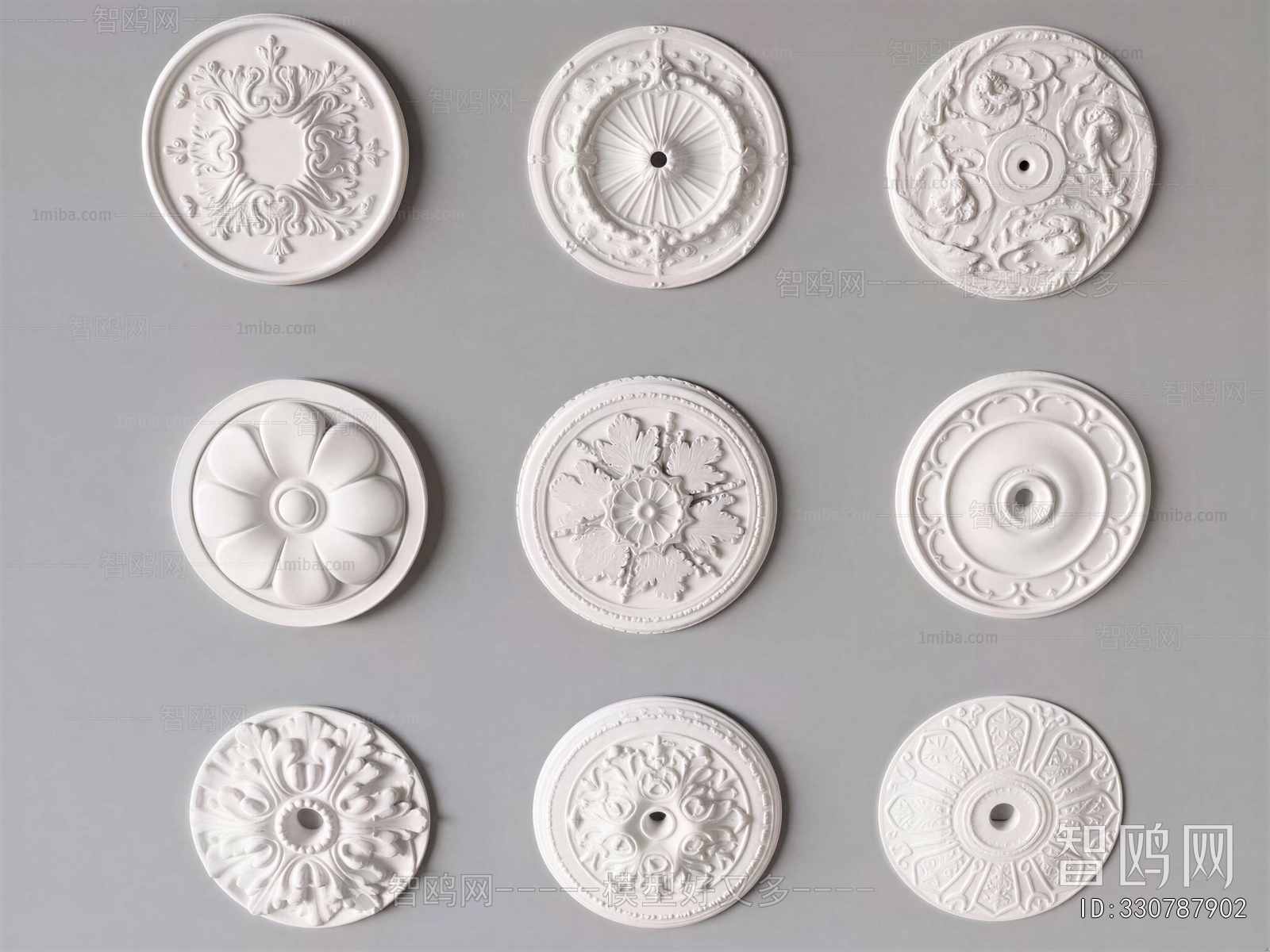 European Style Plaster Carved Top Plate