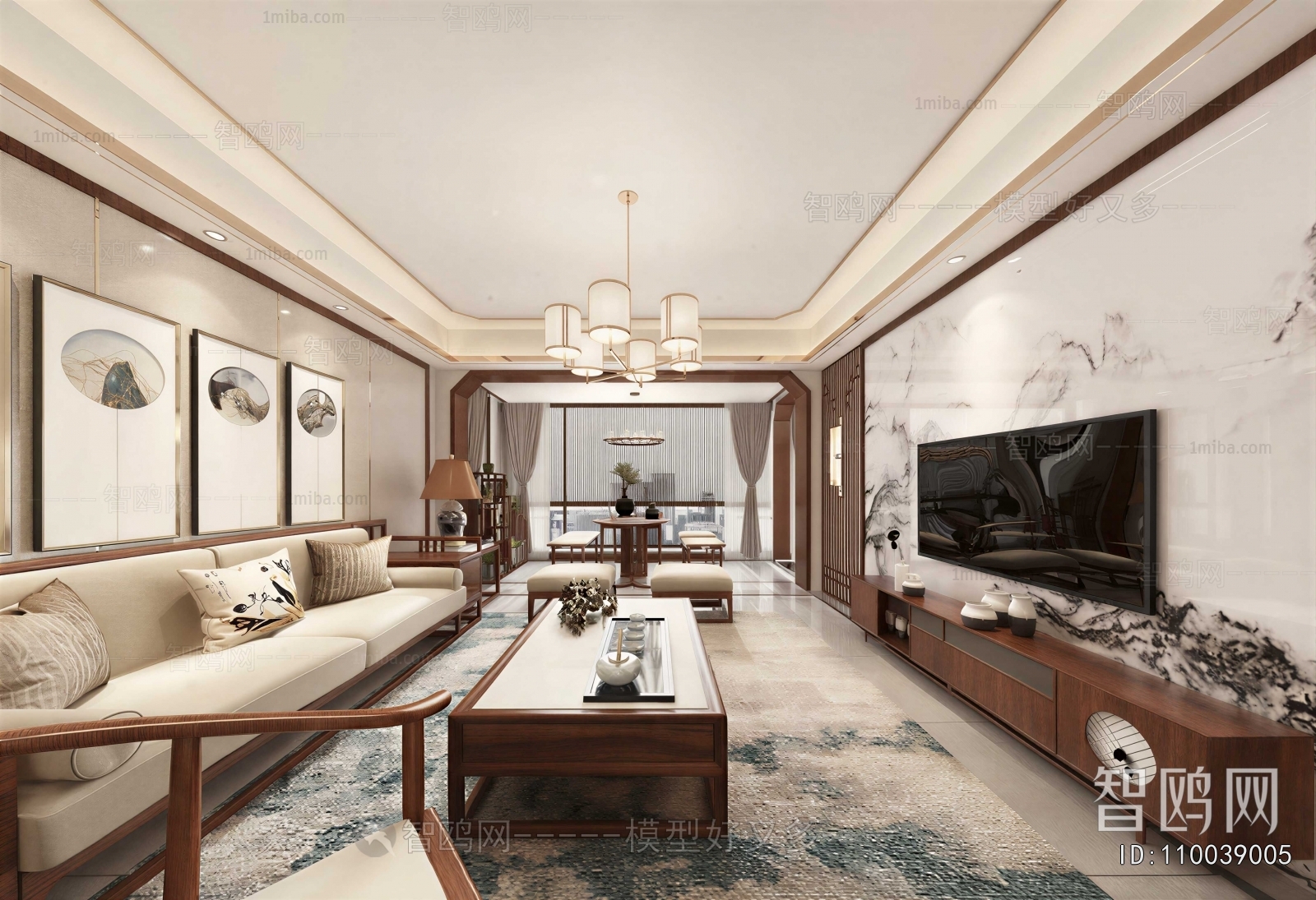New Chinese Style A Living Room