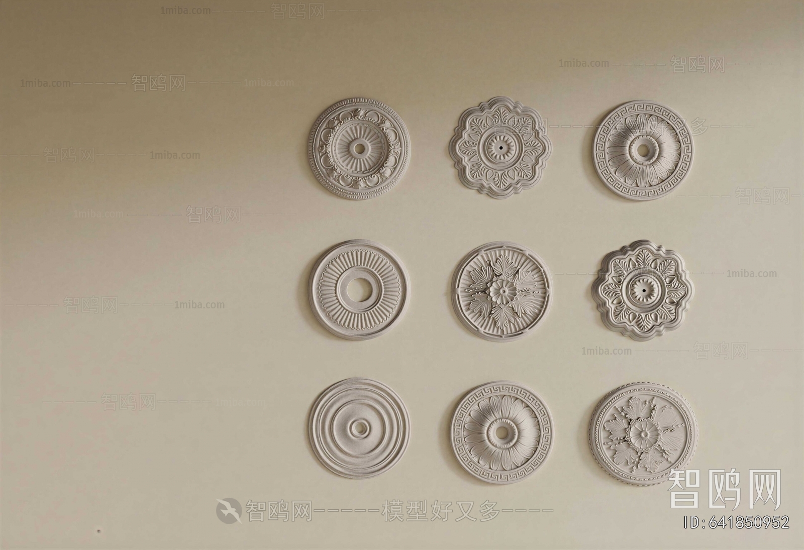 French Style Plaster Carved Top Plate