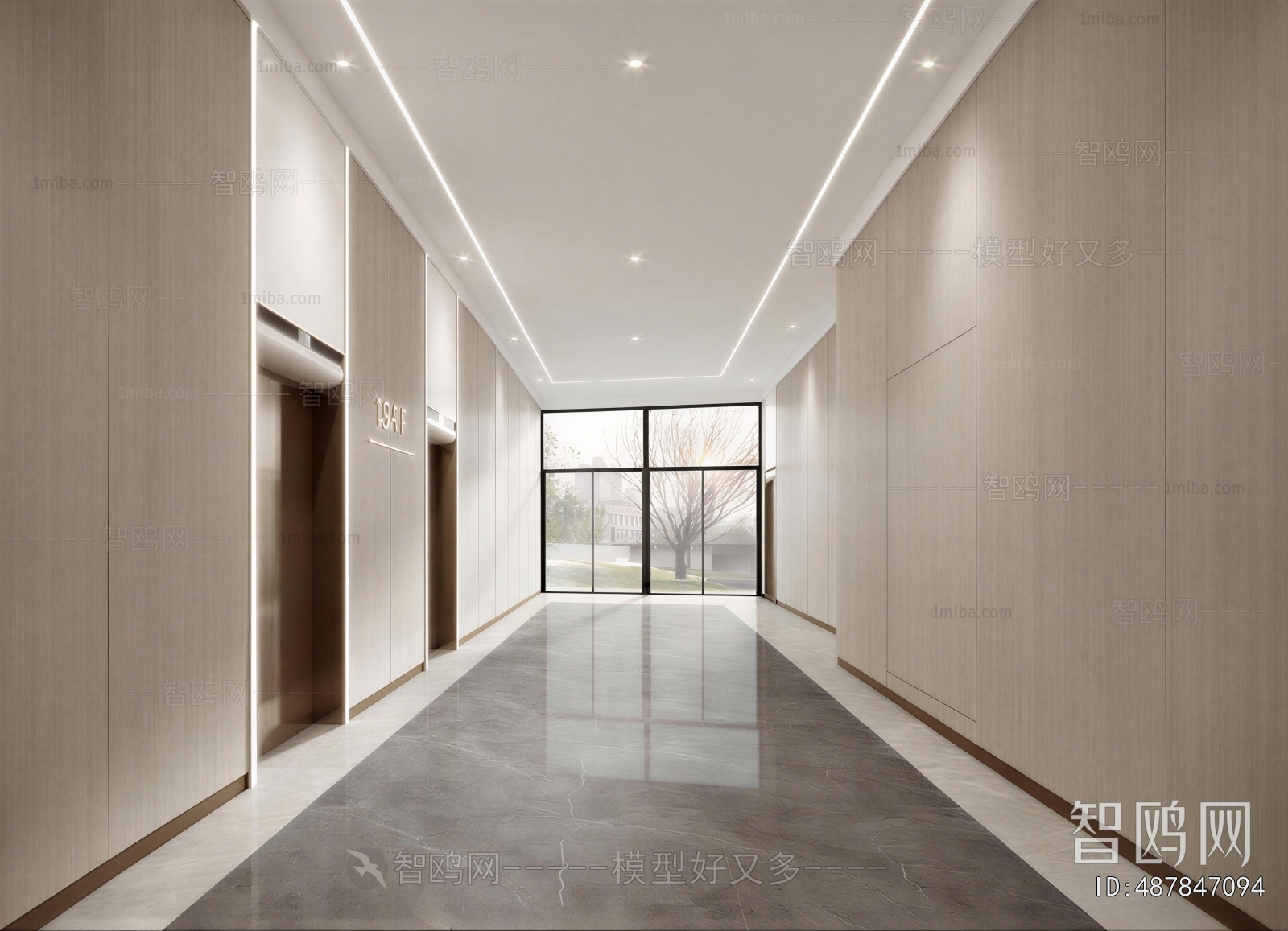 Modern Office Elevator Hall