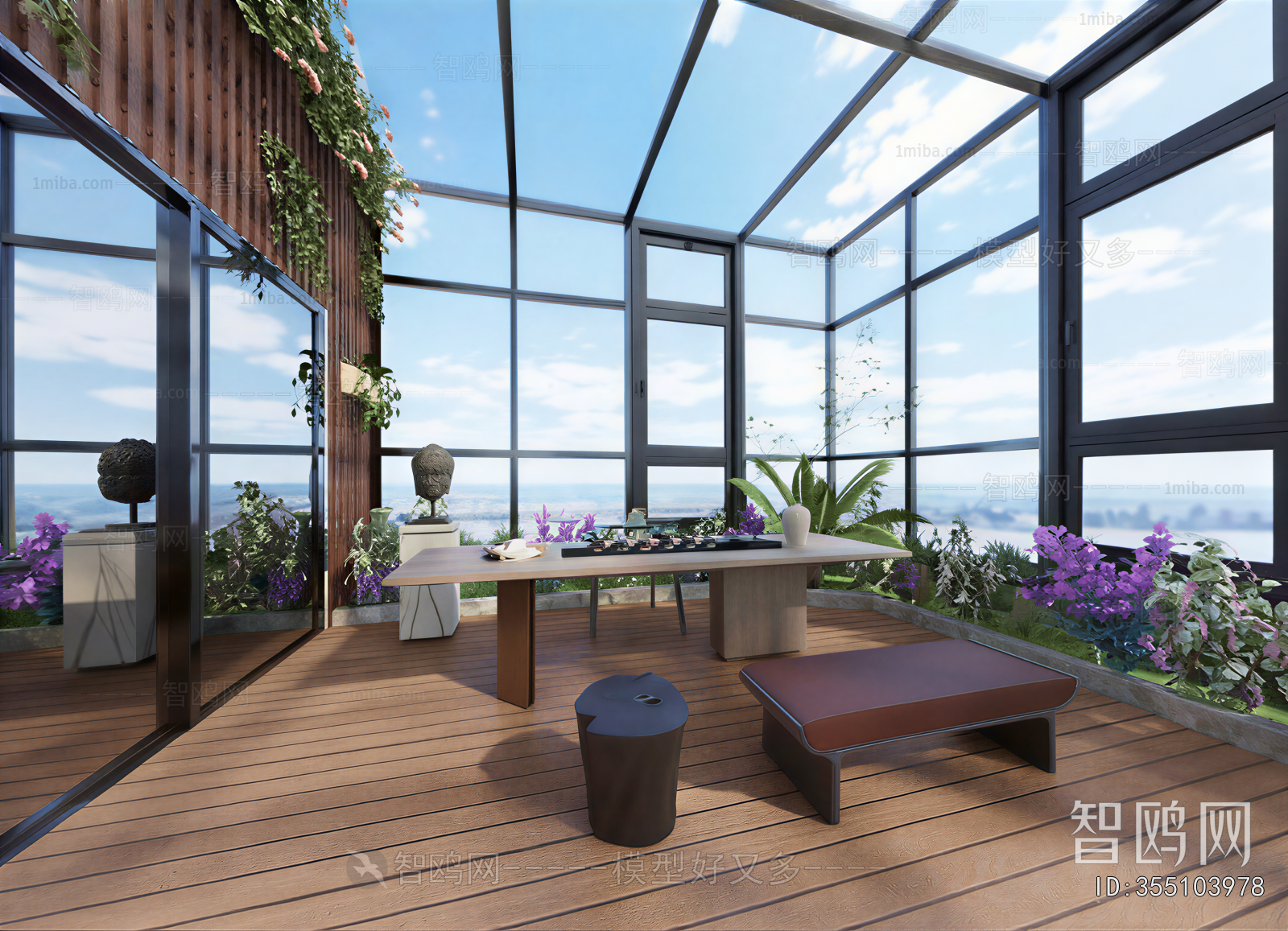 New Chinese Style Glass Sun Room
