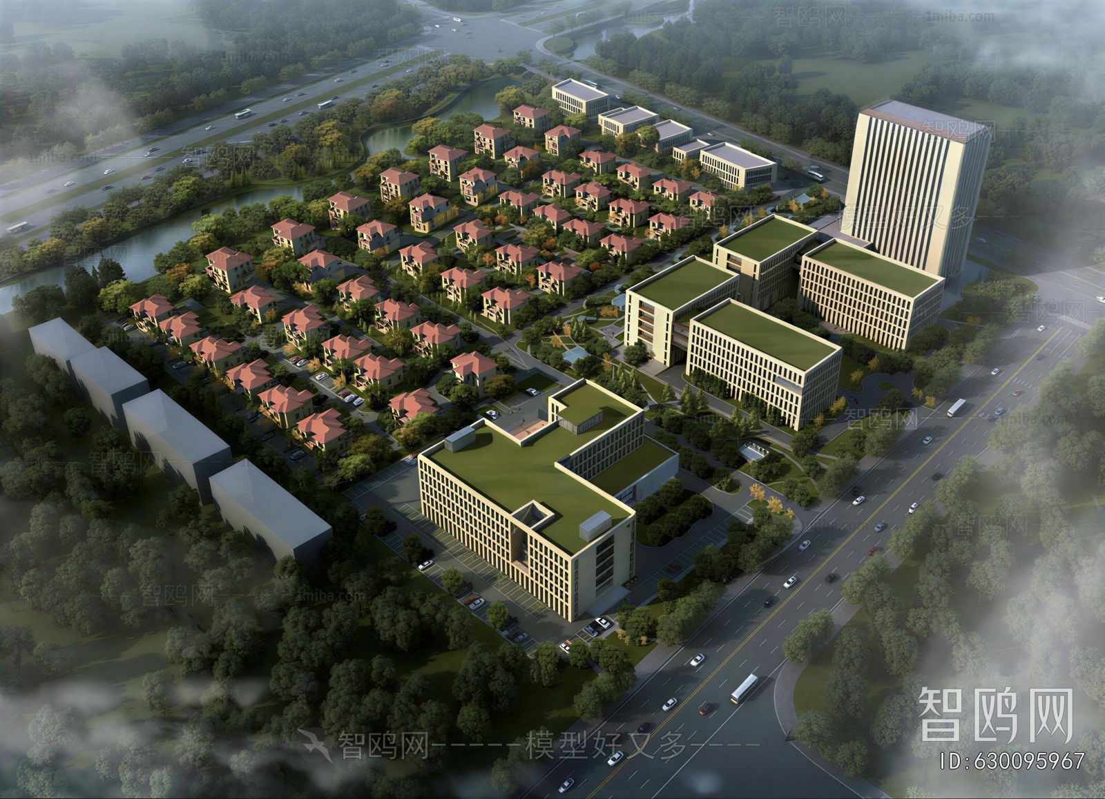 Modern Architectural Bird's-eye View Planning