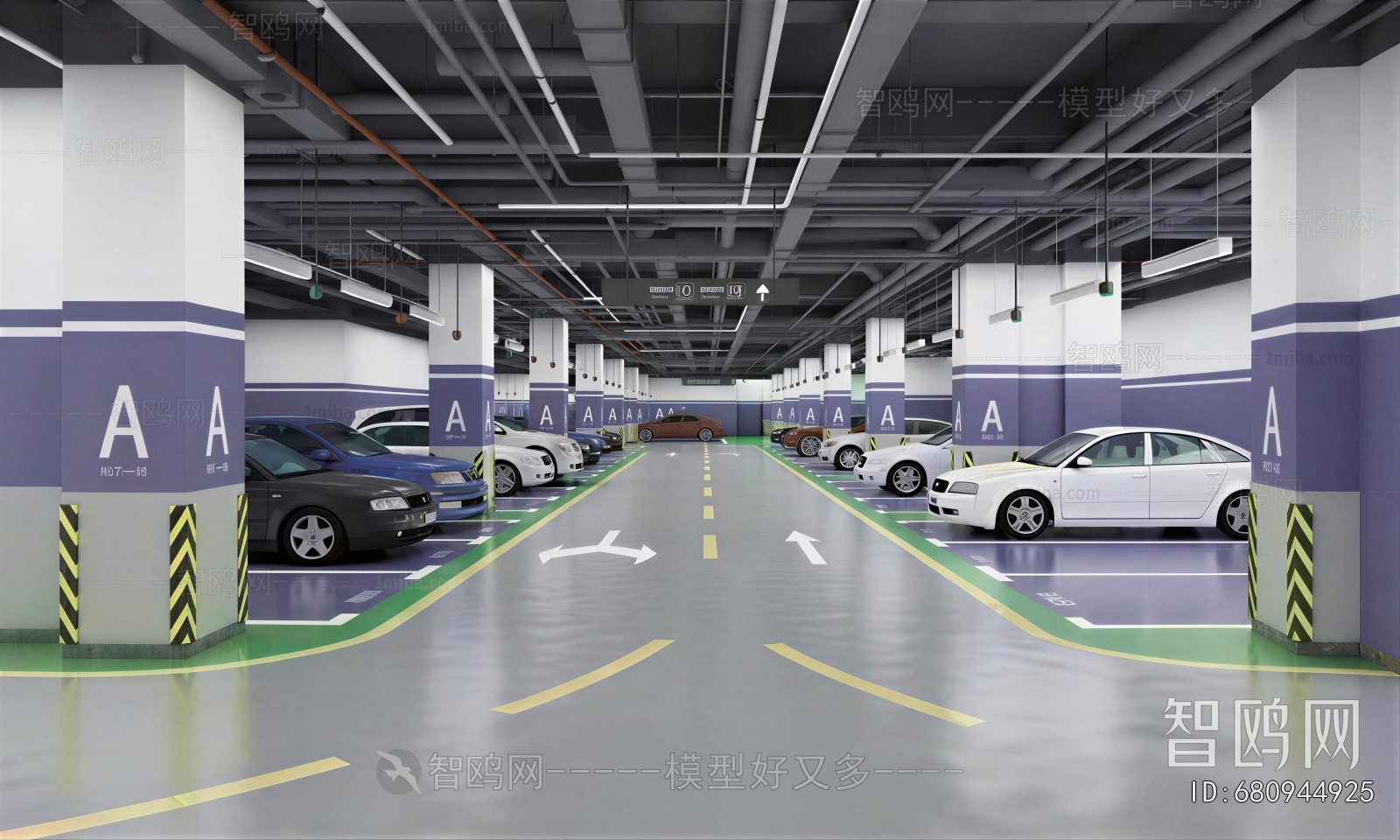 Industrial Style Underground Parking Lot