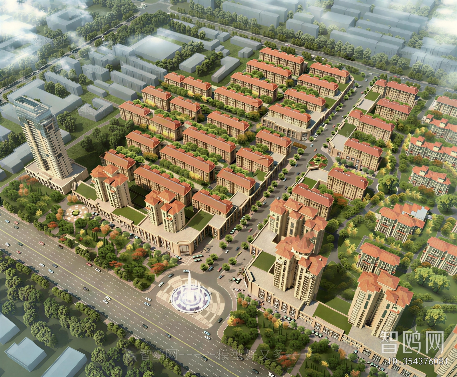 European Style Architectural Bird's-eye View Planning