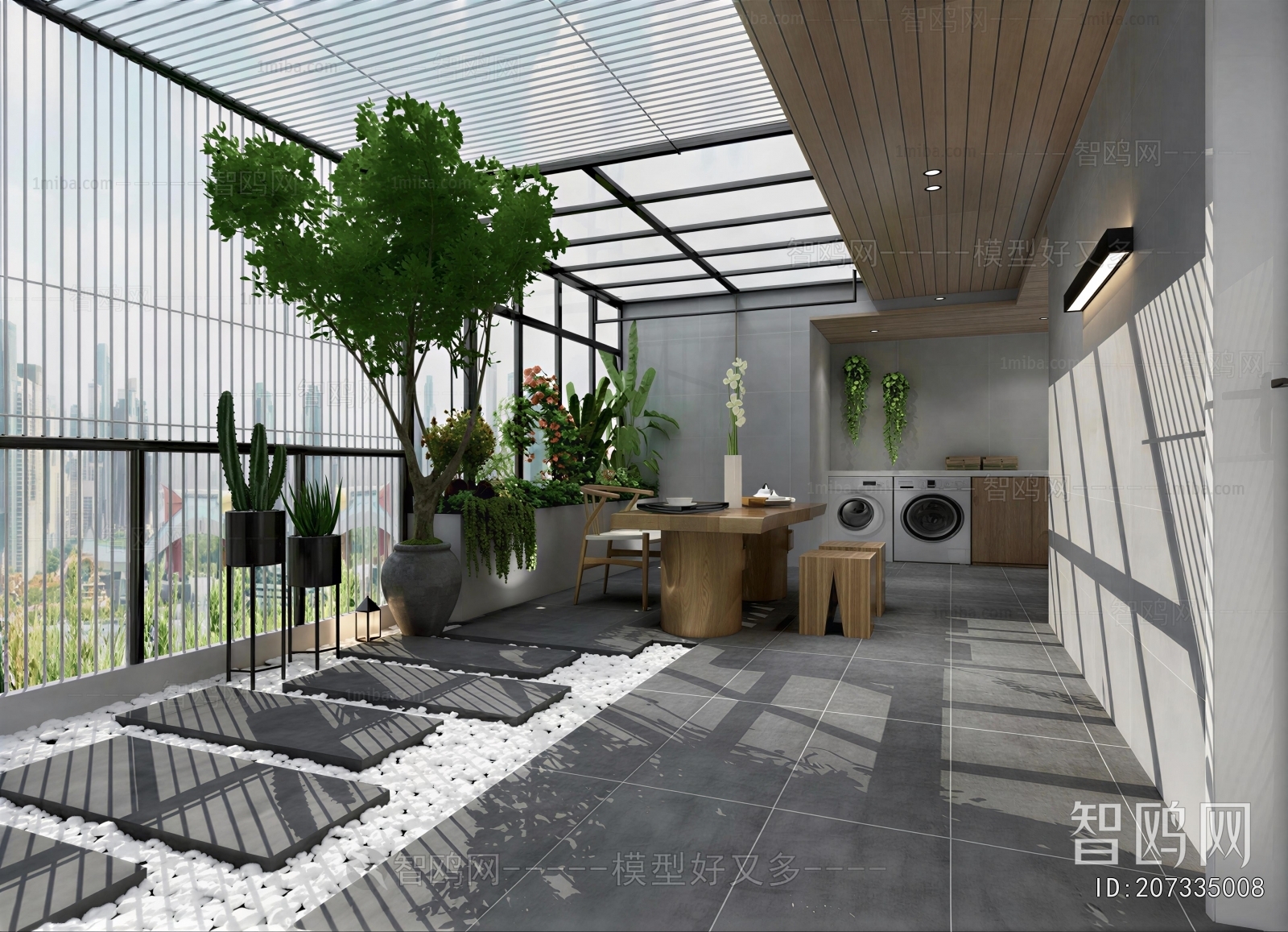 Modern Balcony Laundry Room