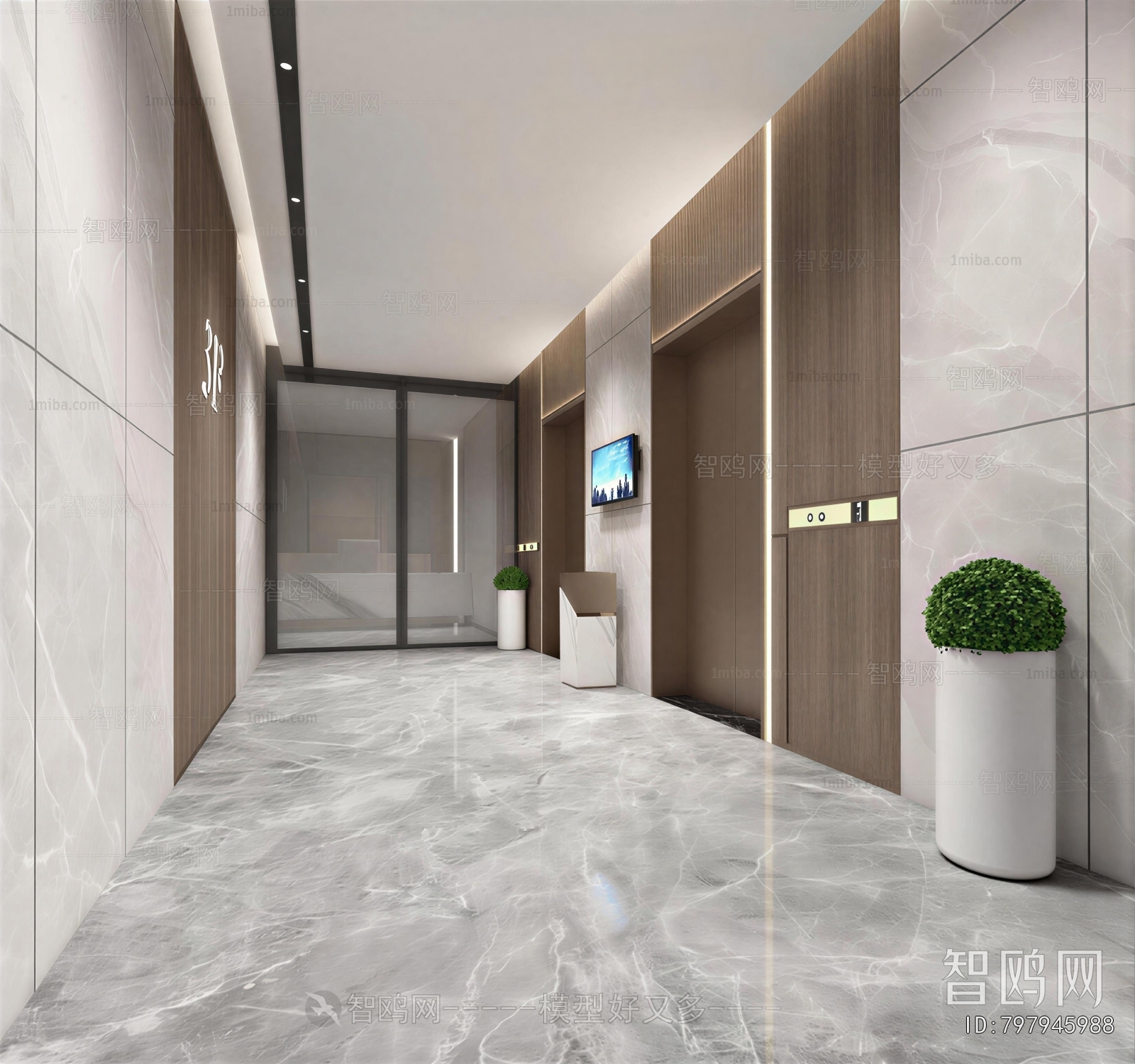 Modern Office Elevator Hall