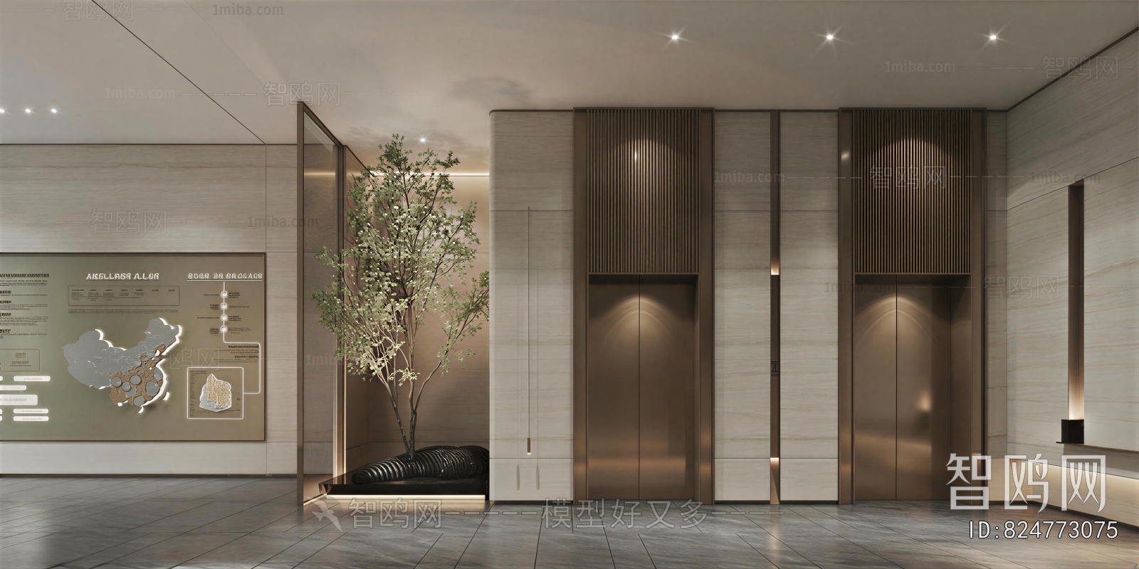Modern Office Elevator Hall