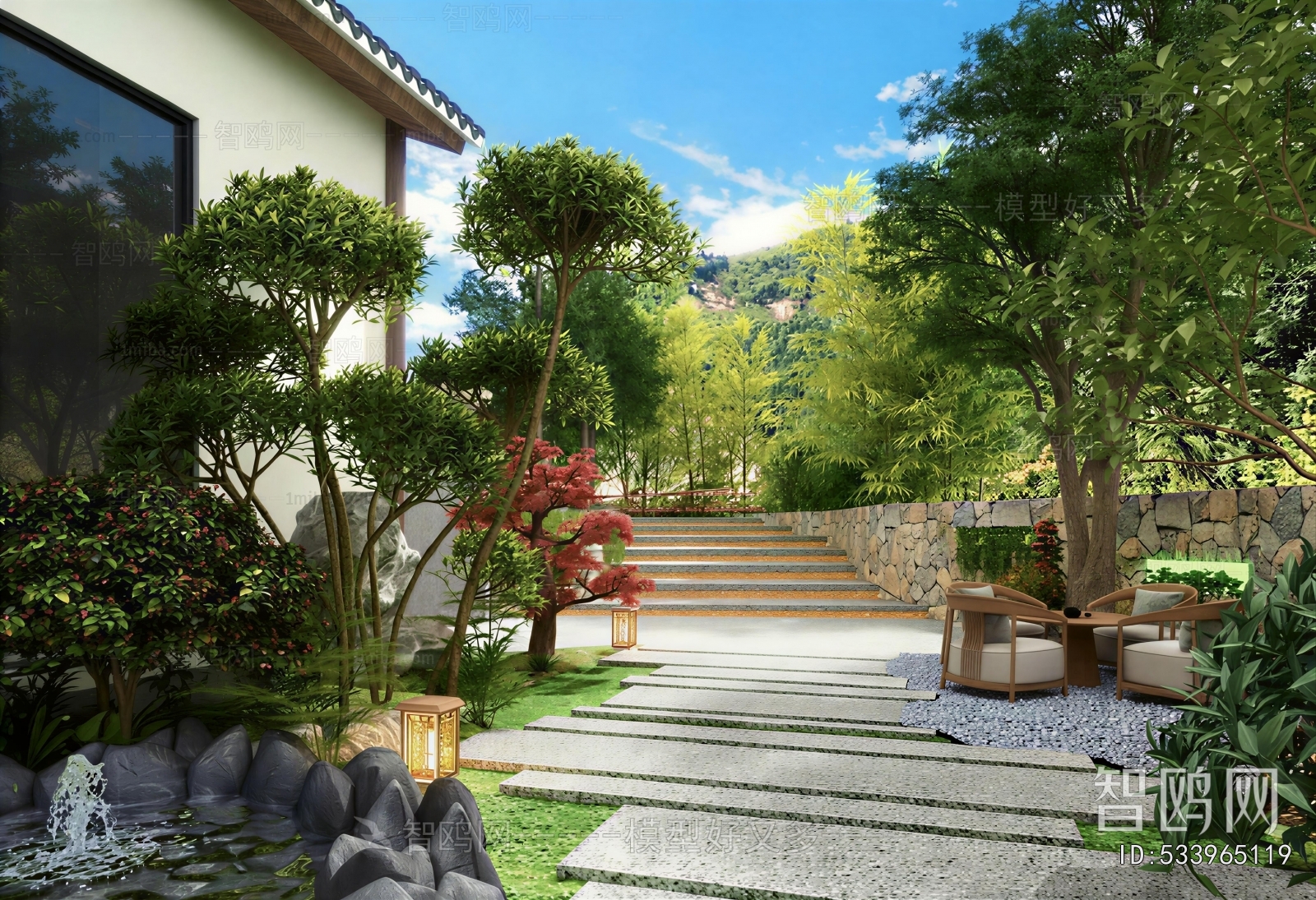 New Chinese Style Courtyard/landscape