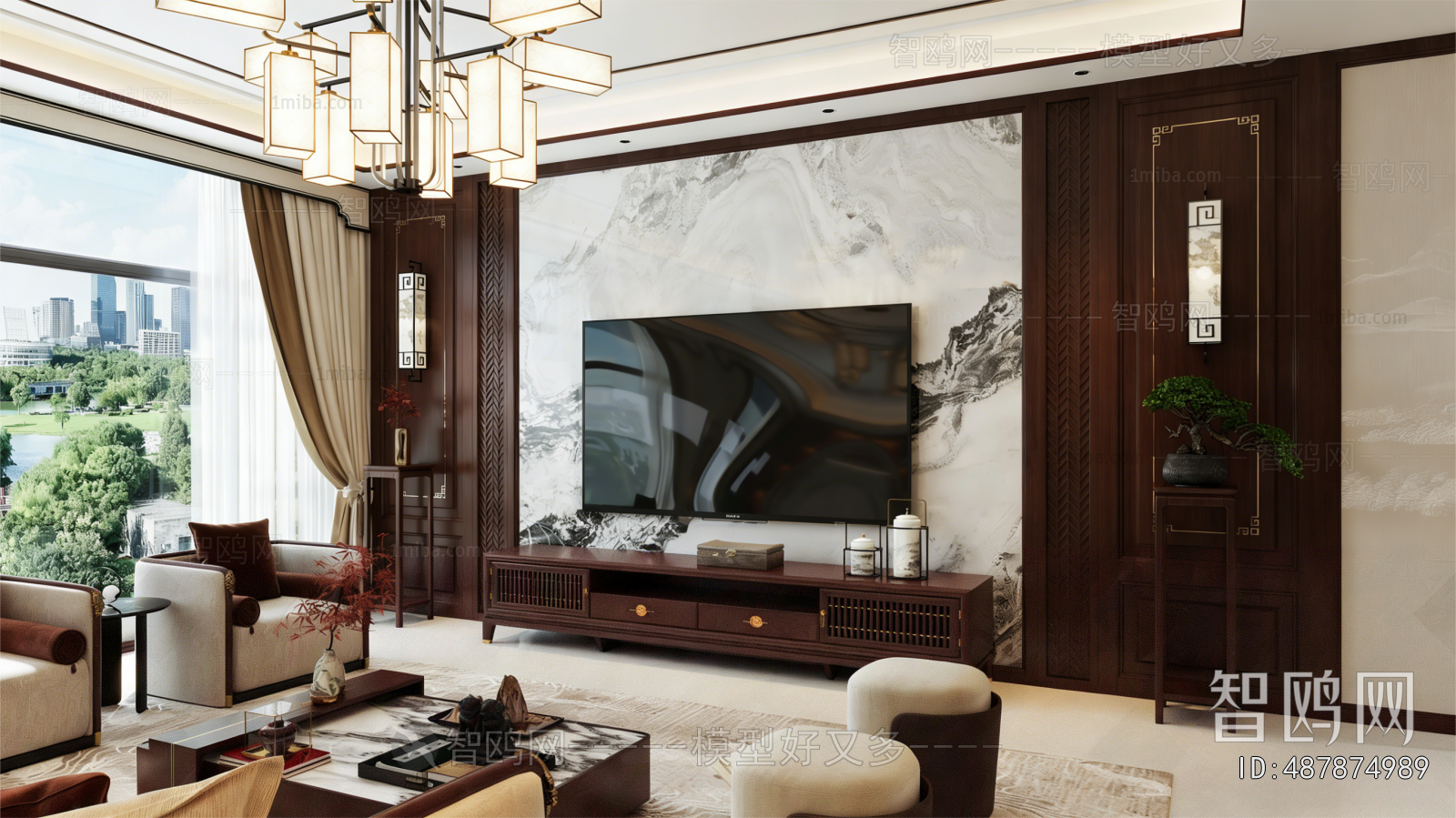 New Chinese Style A Living Room