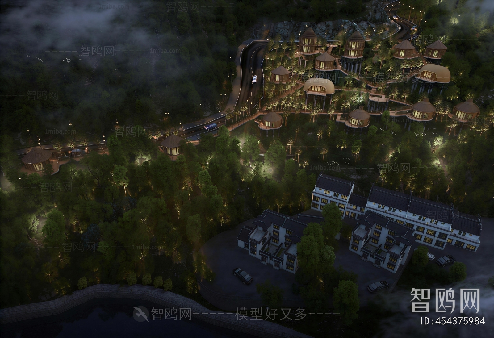 New Chinese Style Architectural Bird's-eye View Planning