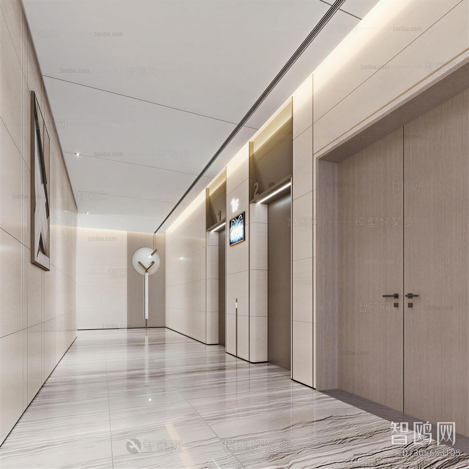Modern Office Elevator Hall