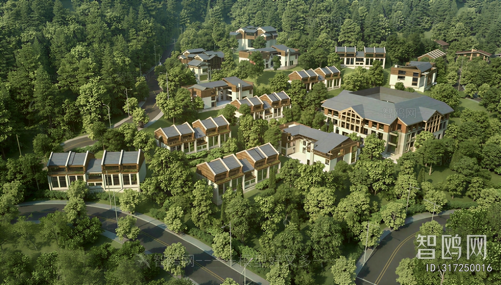 New Chinese Style Architectural Bird's-eye View Planning