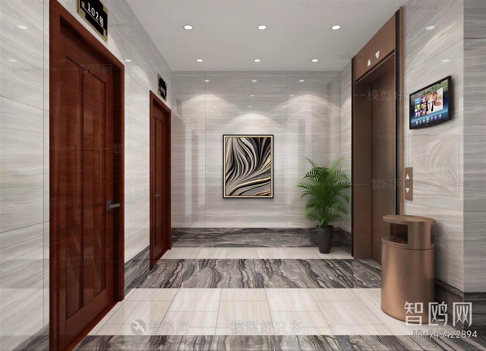Modern Office Elevator Hall