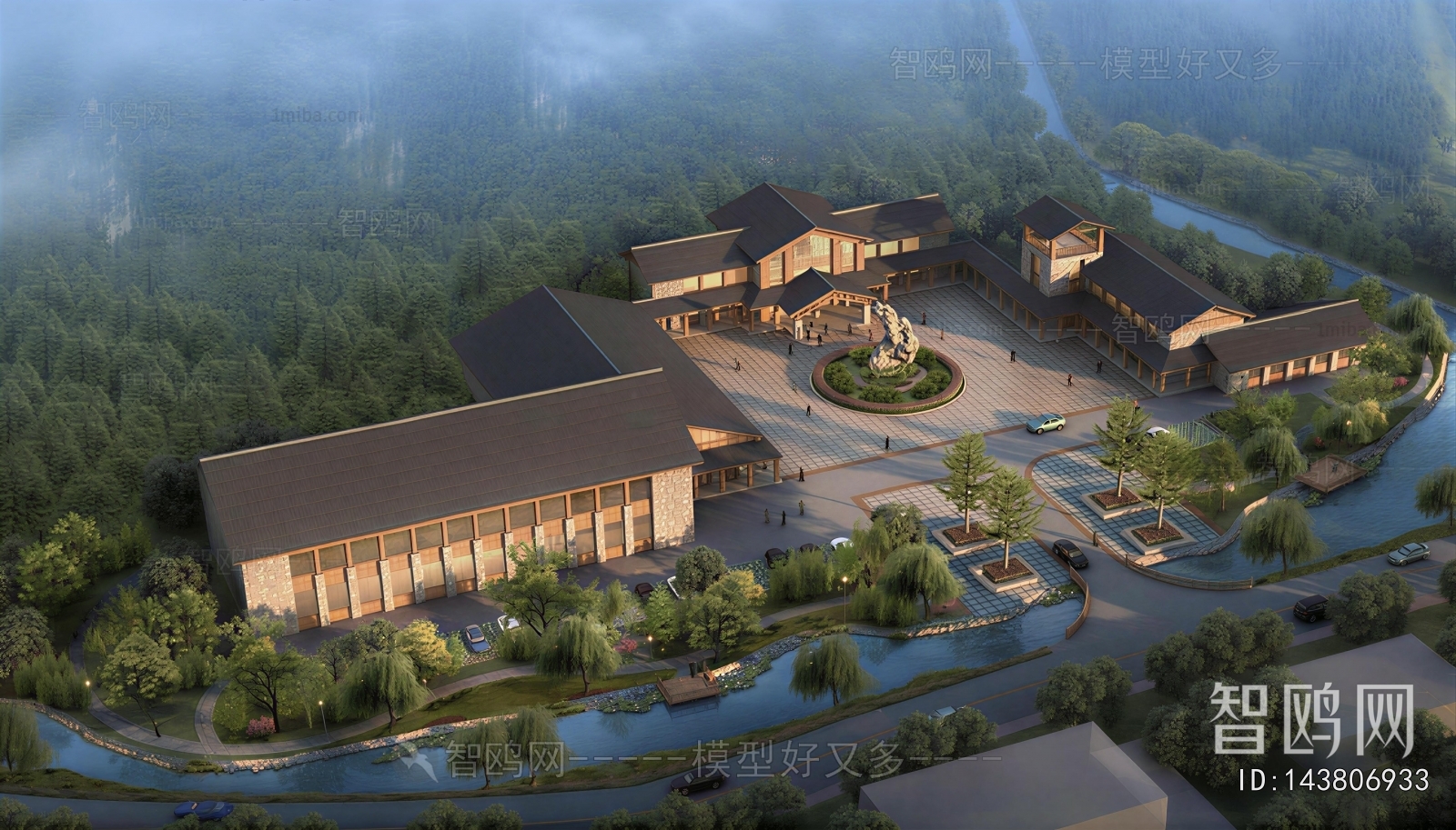New Chinese Style Architectural Bird's-eye View Planning