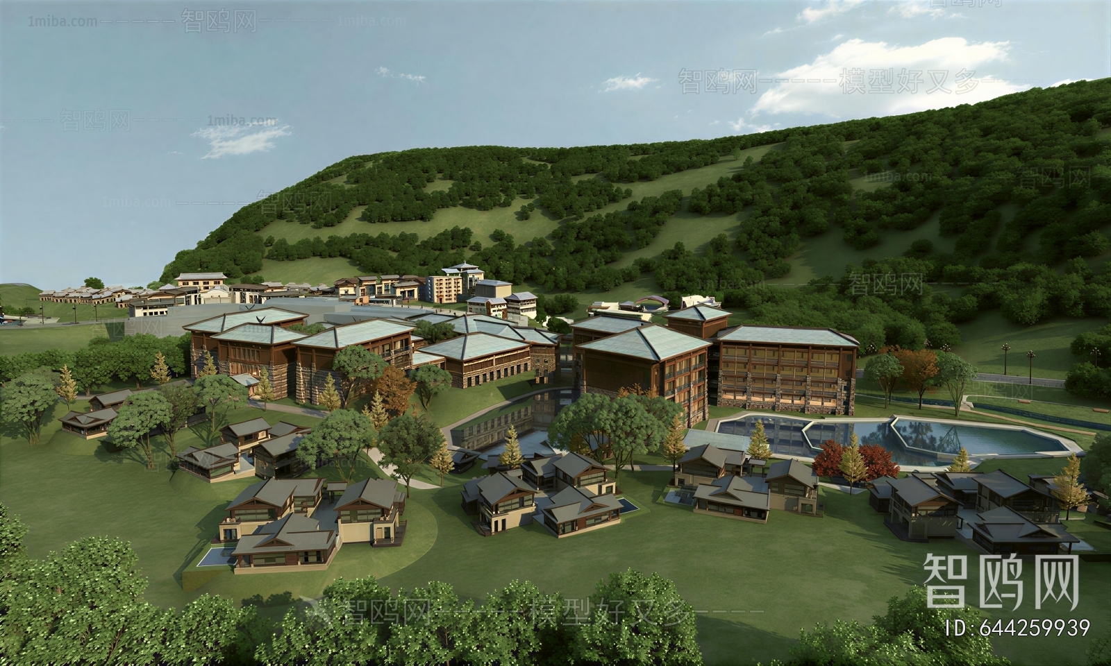 New Chinese Style Architectural Bird's-eye View Planning