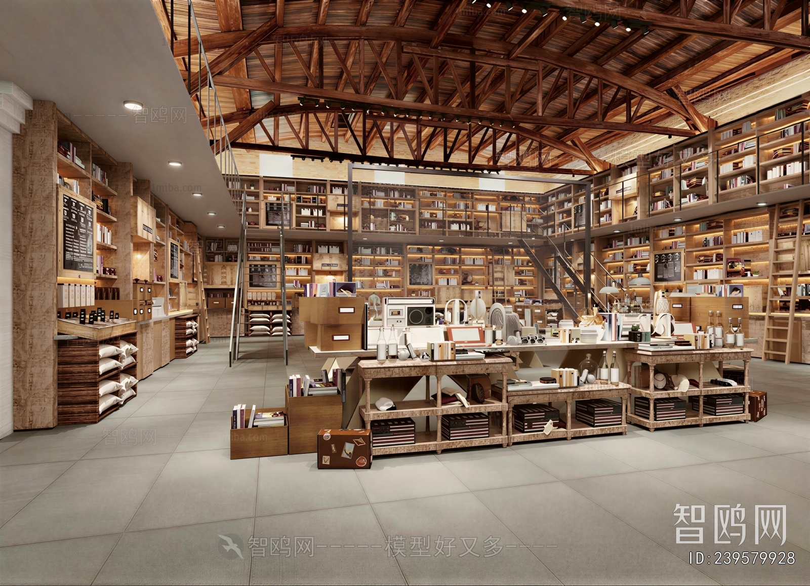 Industrial Style Bookstore Book Bar