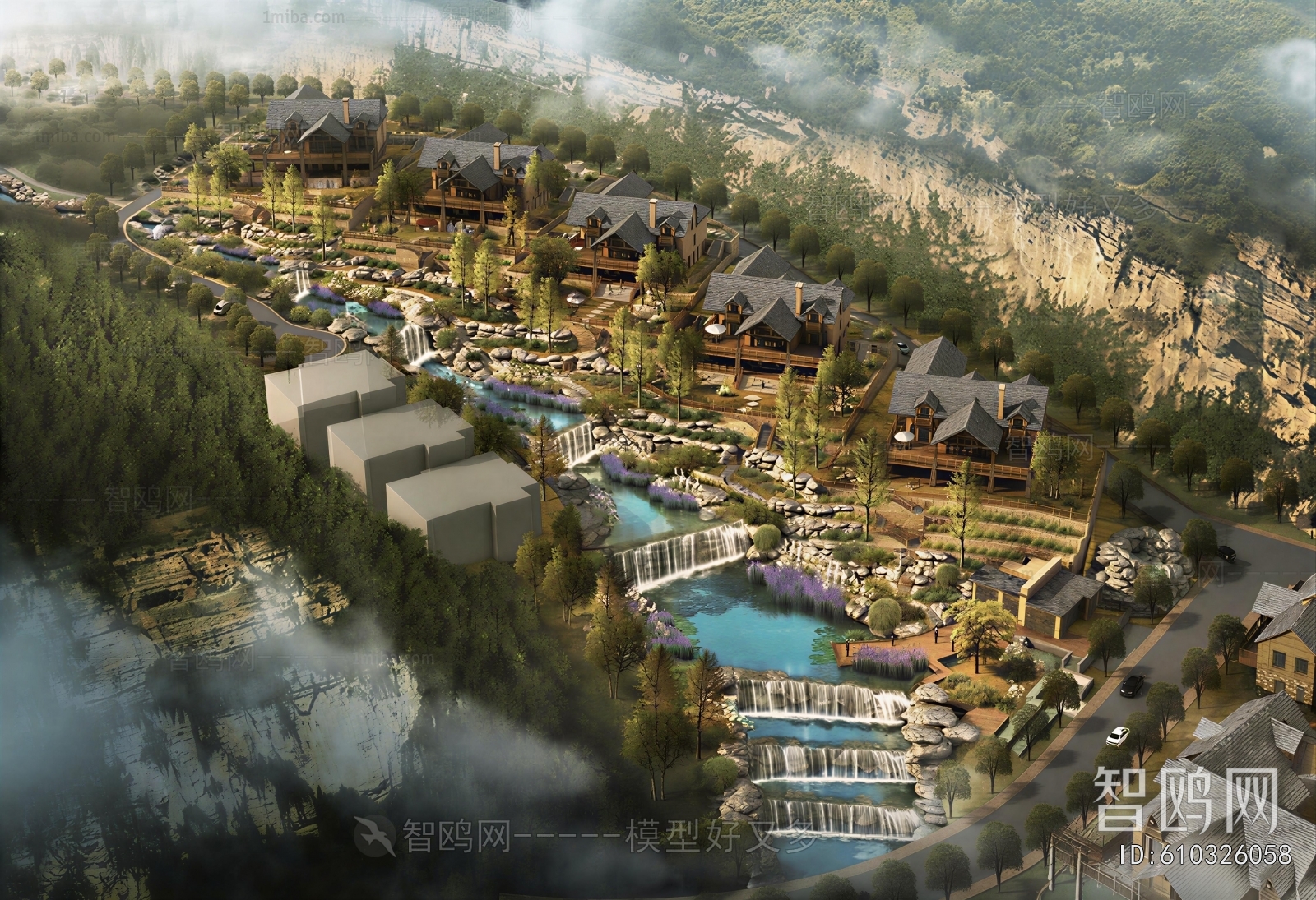 New Chinese Style Architectural Bird's-eye View Planning
