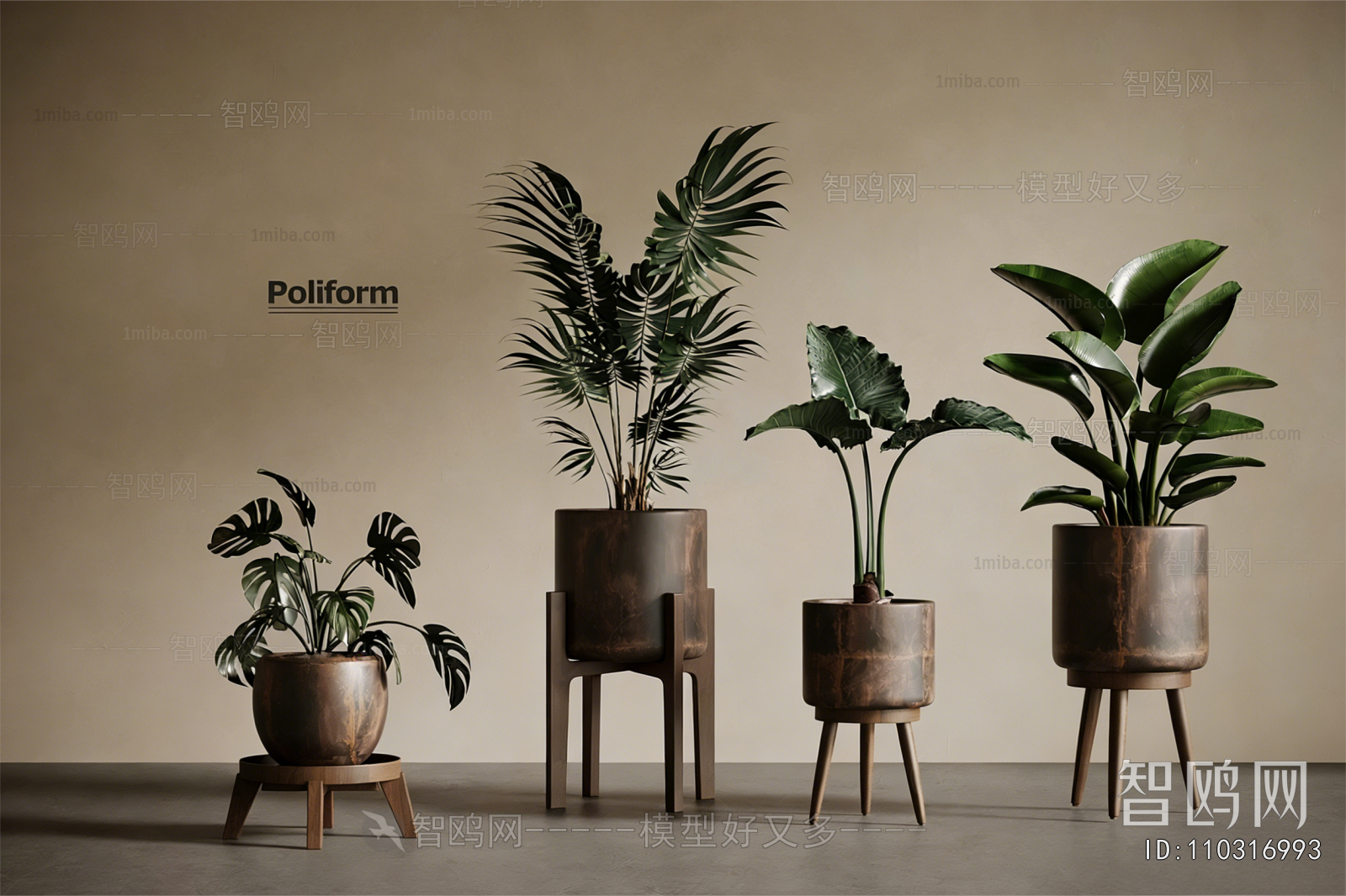 Modern Potted Green Plant