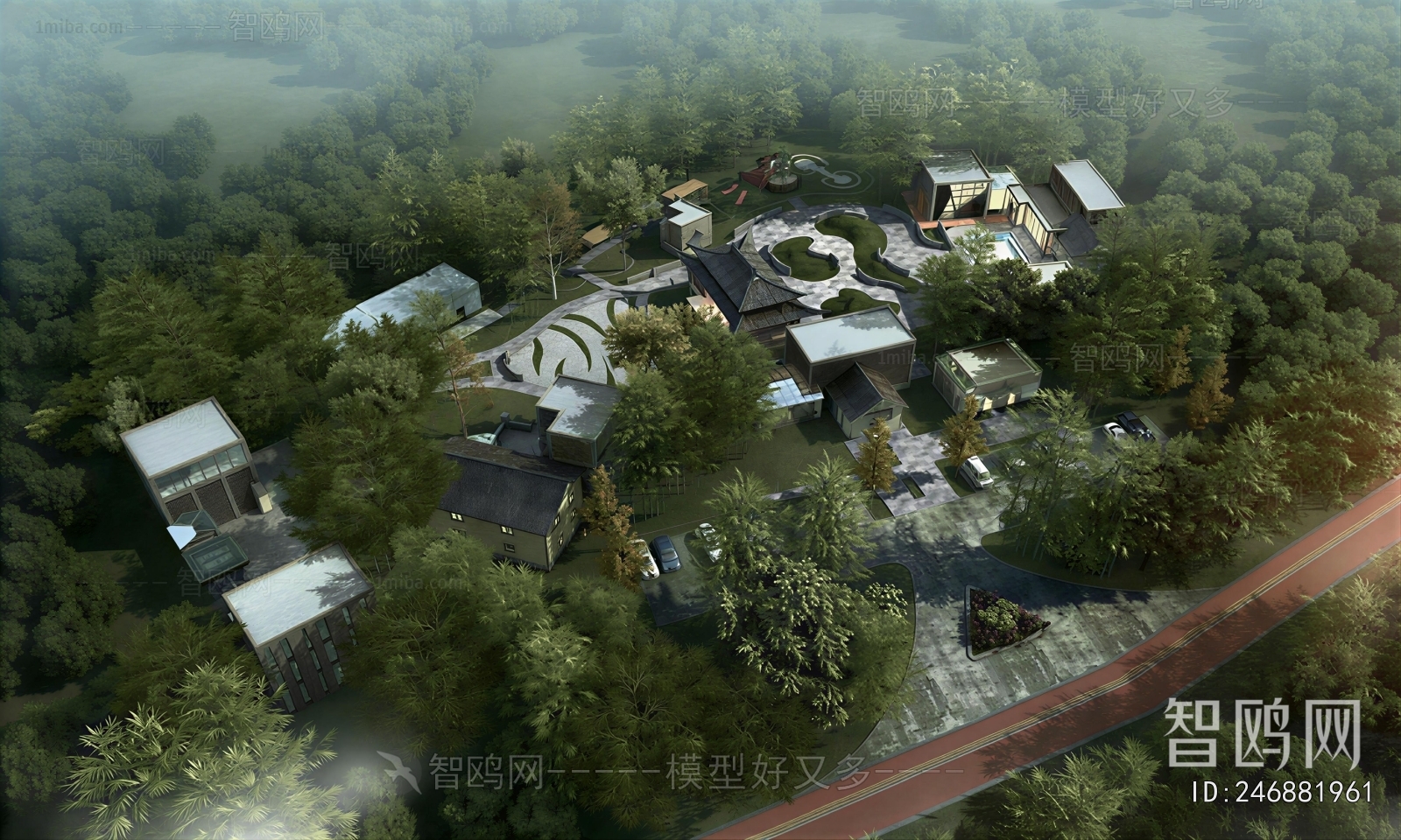 Modern Architectural Bird's-eye View Planning