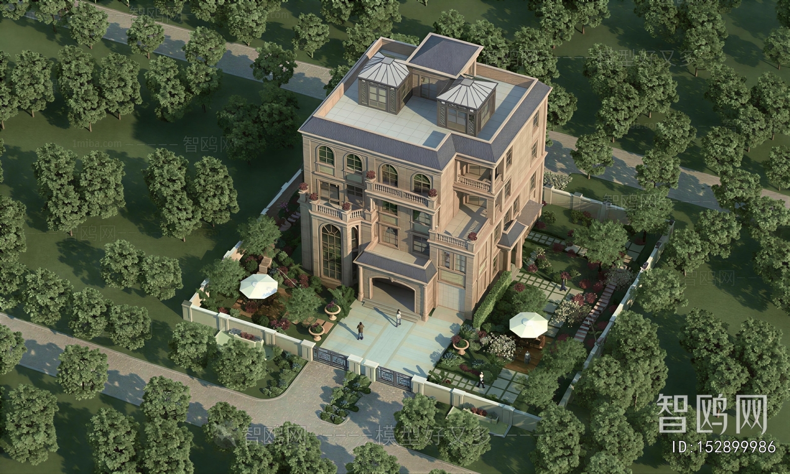 European Style Architectural Bird's-eye View Planning