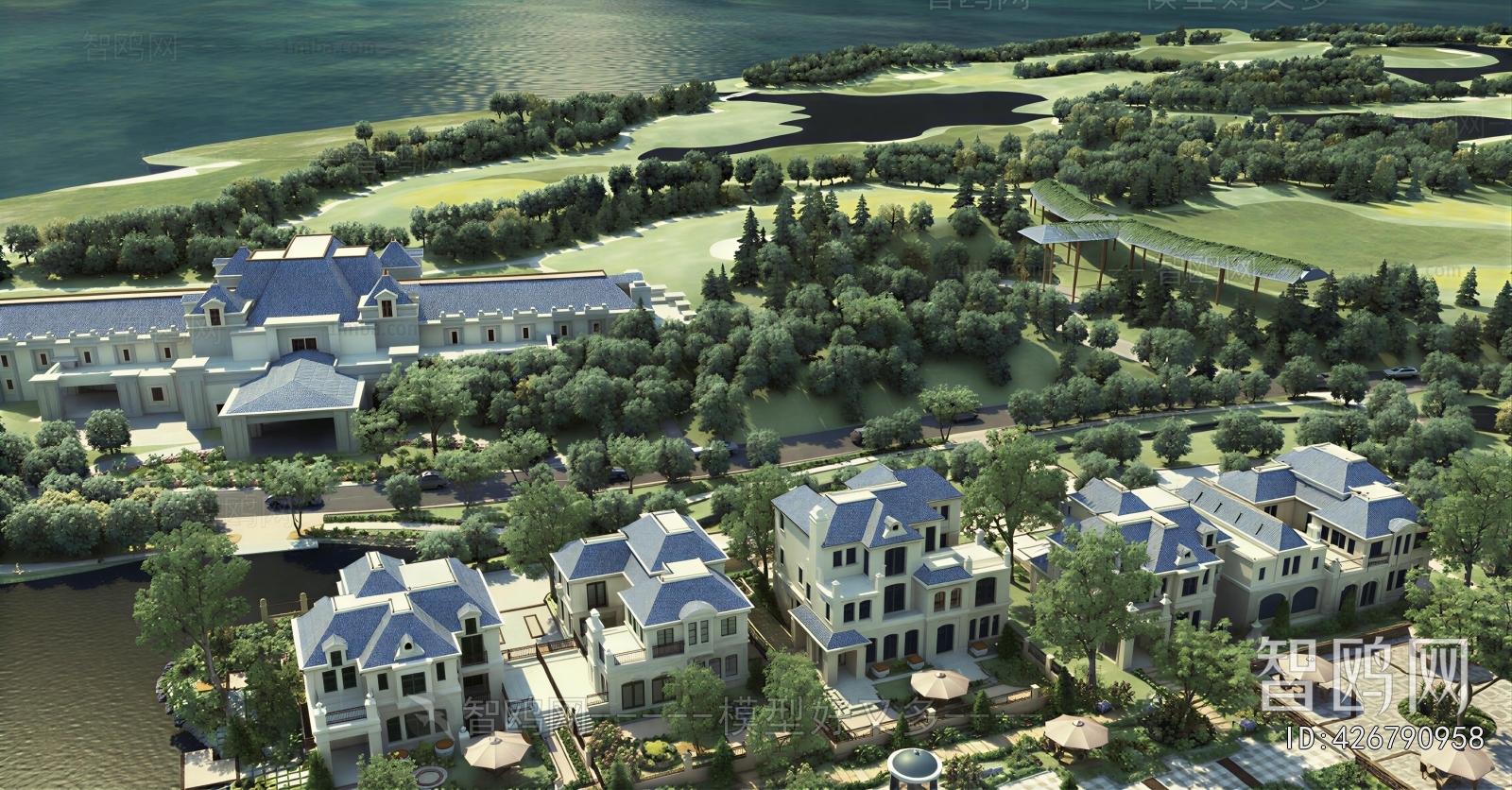 French Style Architectural Bird's-eye View Planning