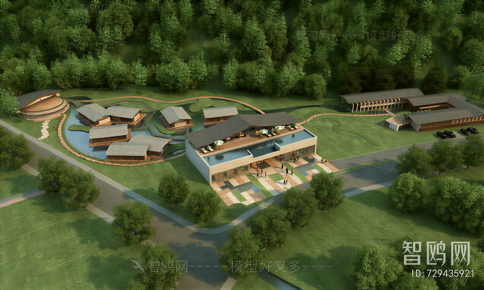 New Chinese Style Architectural Bird's-eye View Planning