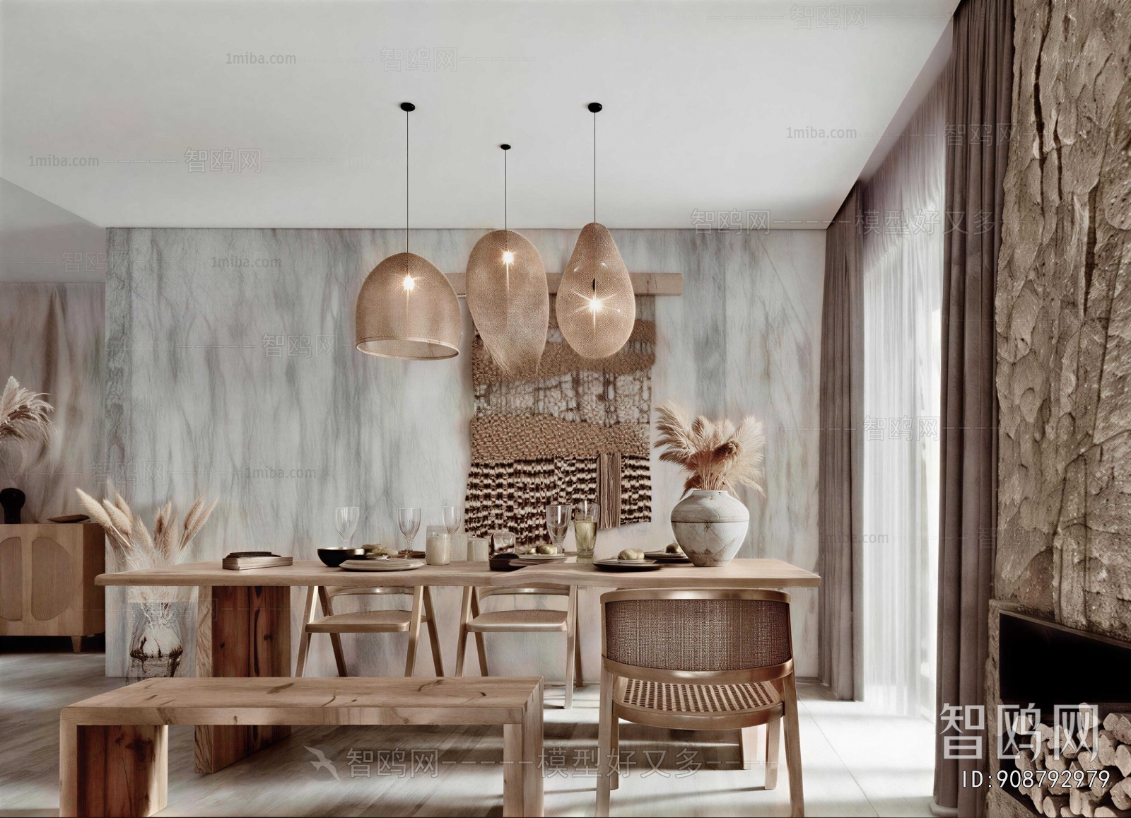 Wabi-sabi Style Dining Room