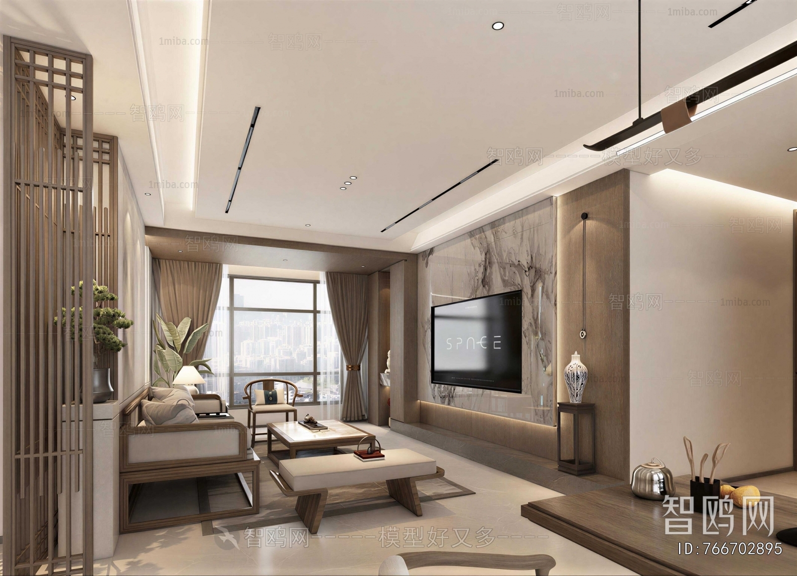 New Chinese Style A Living Room