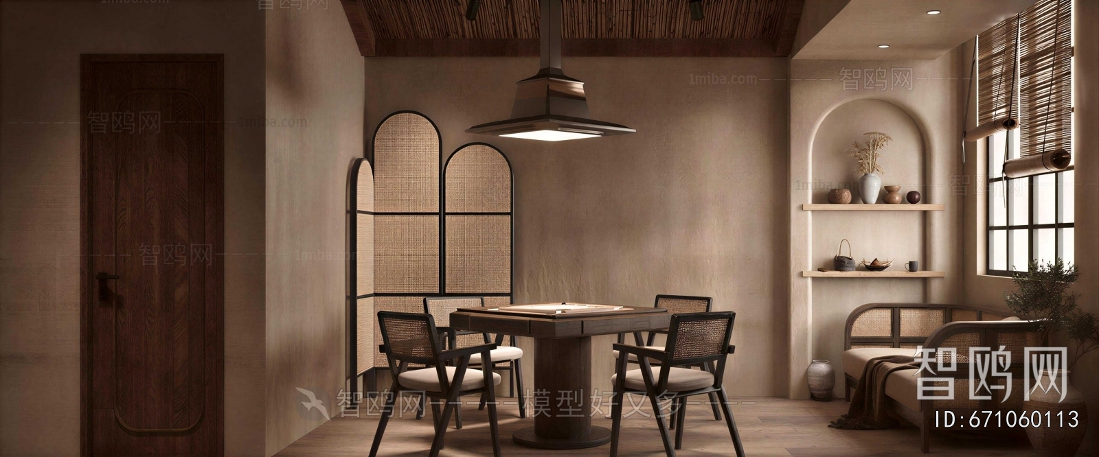 Wabi-sabi Style Chess And Card Room