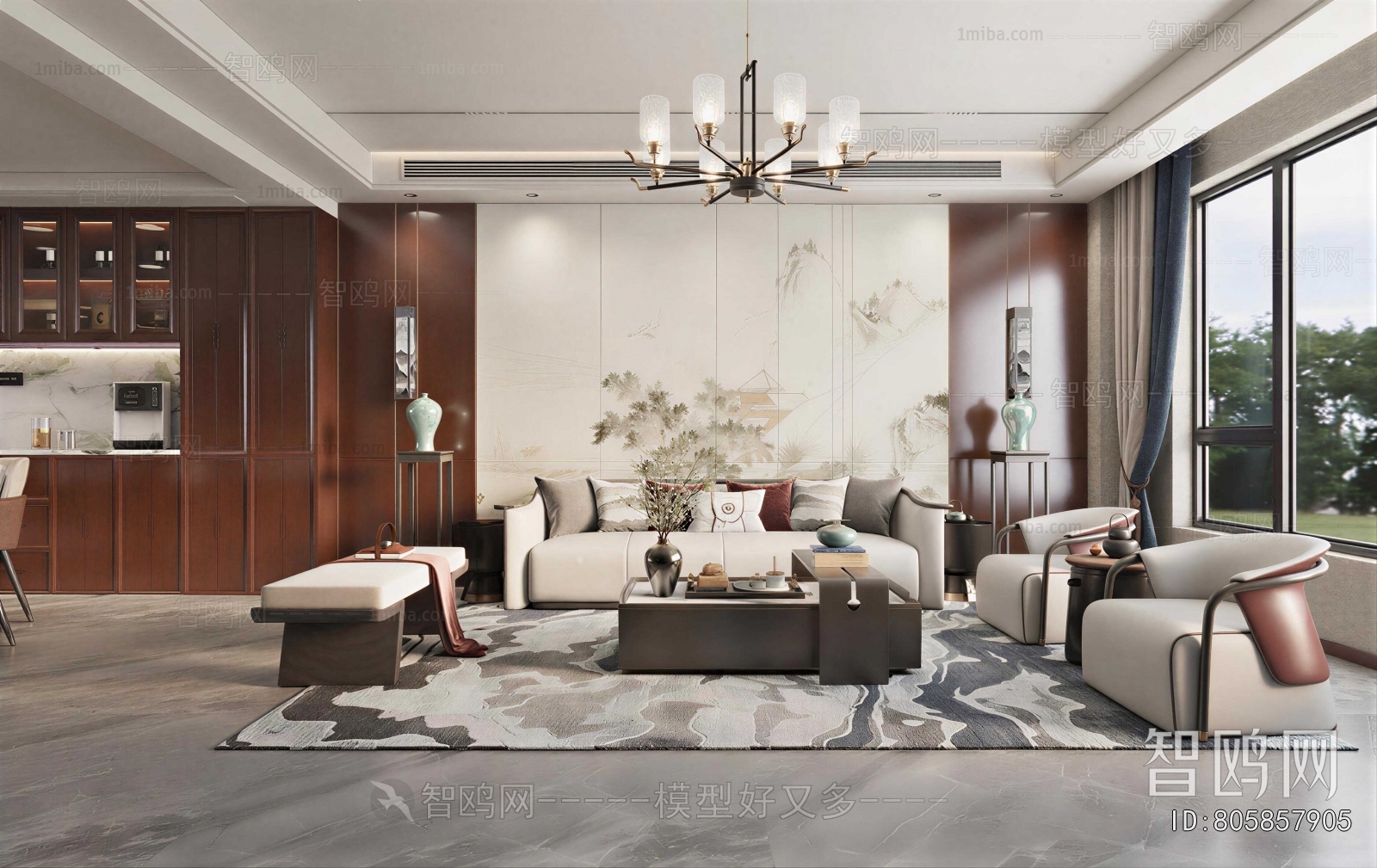 New Chinese Style A Living Room