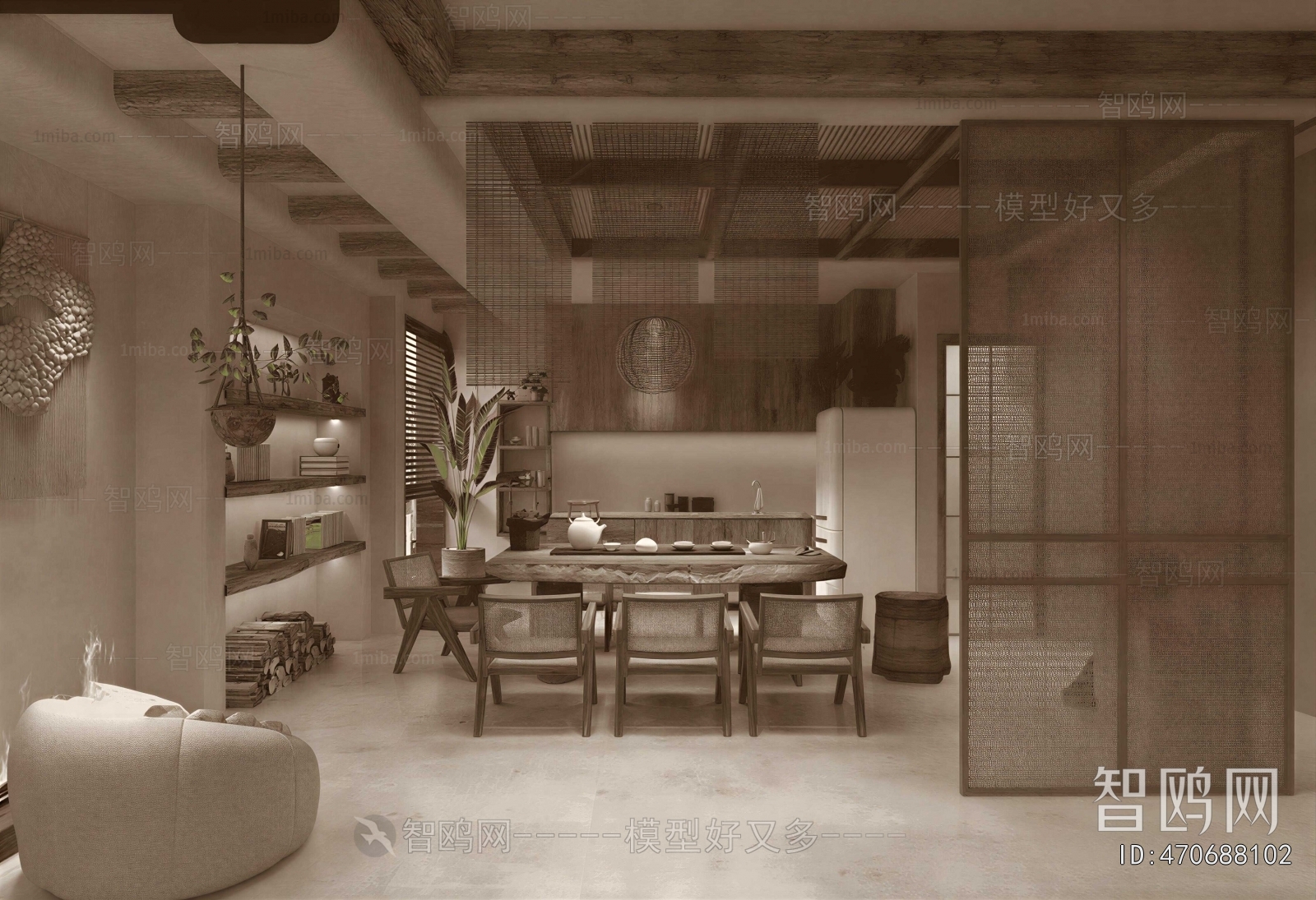 Wabi-sabi Style Dining Room