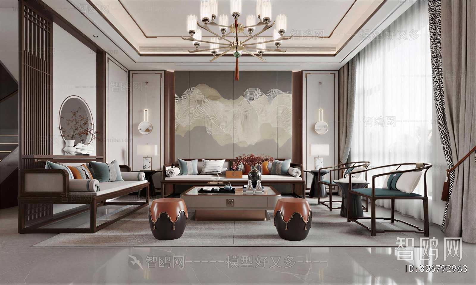 New Chinese Style A Living Room