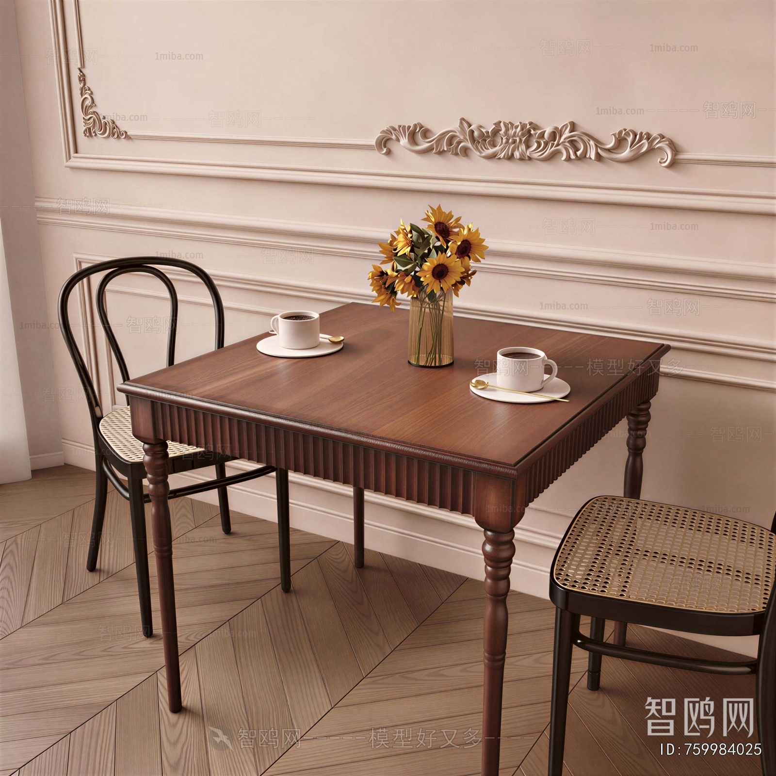 French Style Leisure Table And Chair