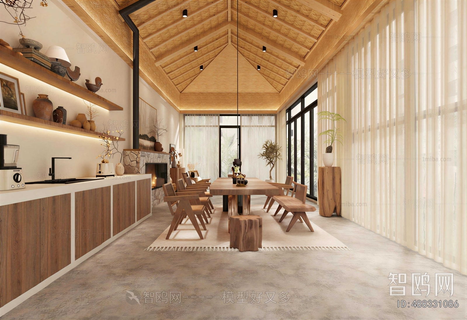 Wabi-sabi Style Dining Room