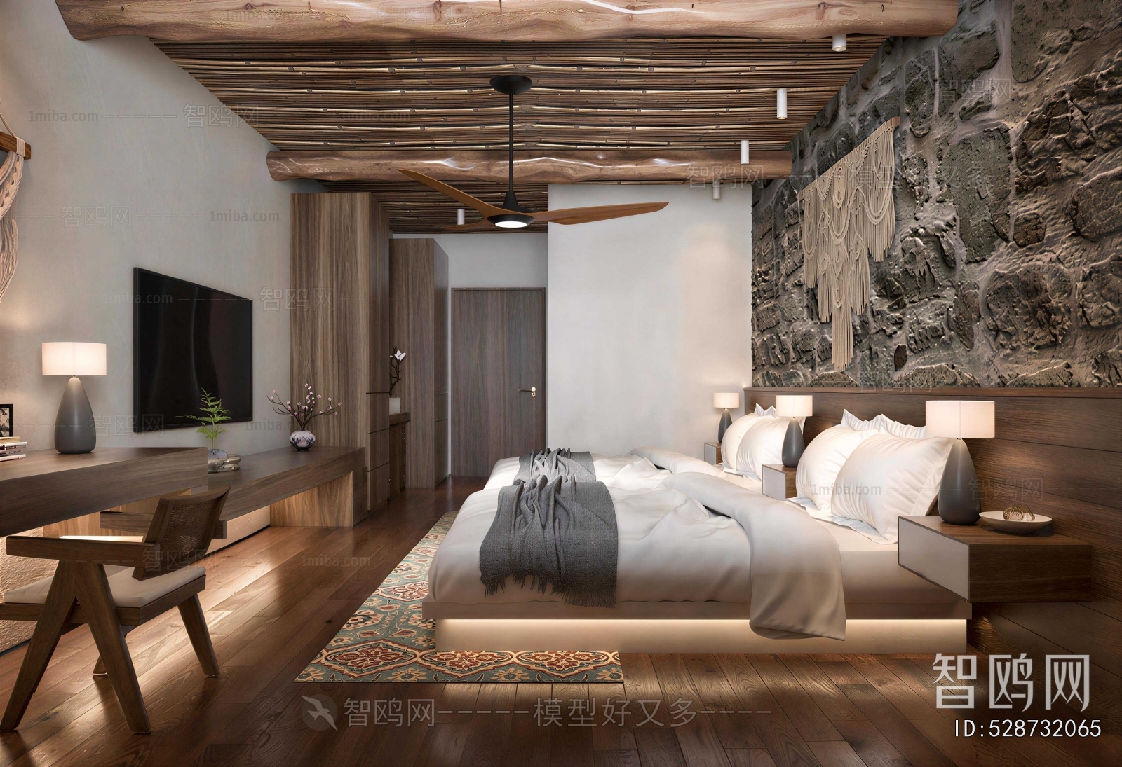 Wabi-sabi Style Guest Room