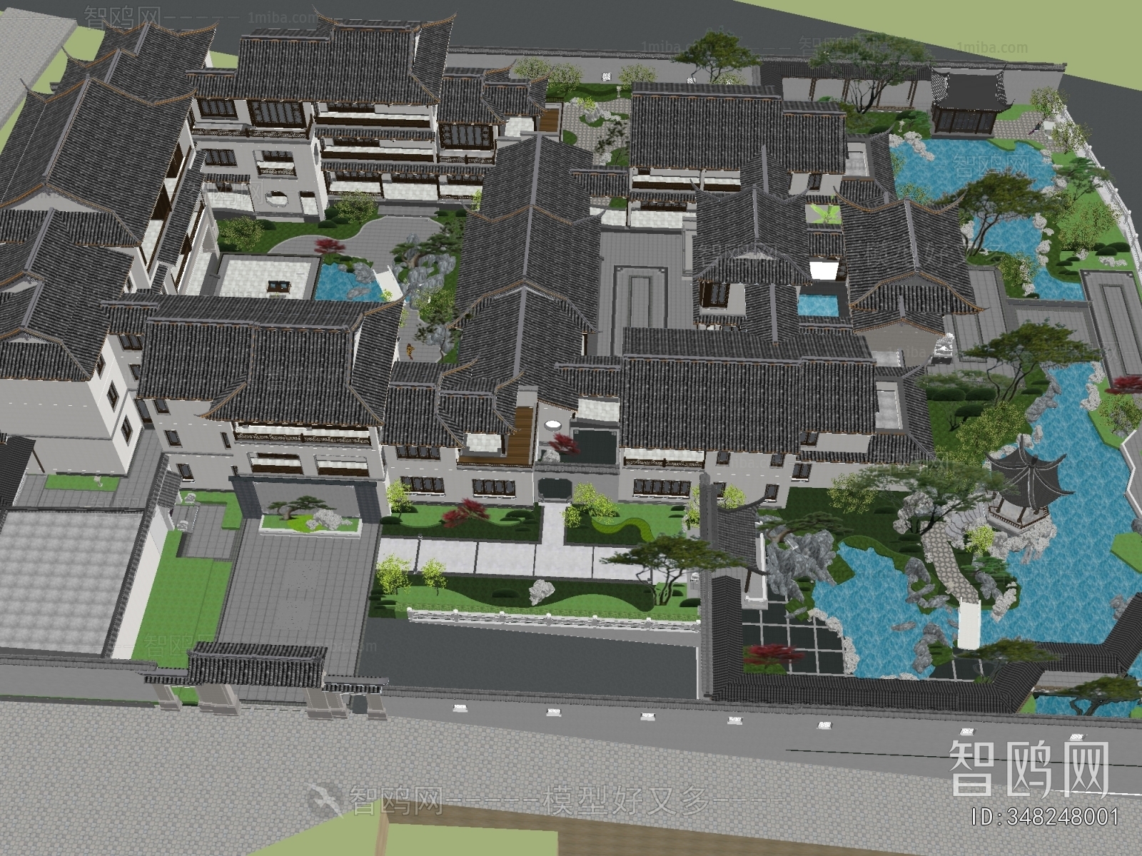New Chinese Style Architectural Bird's-eye View Planning