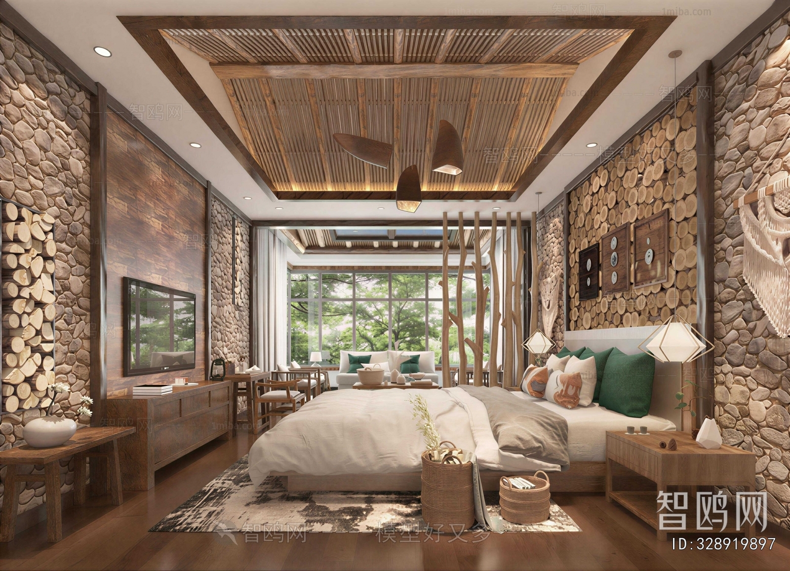 Wabi-sabi Style Guest Room