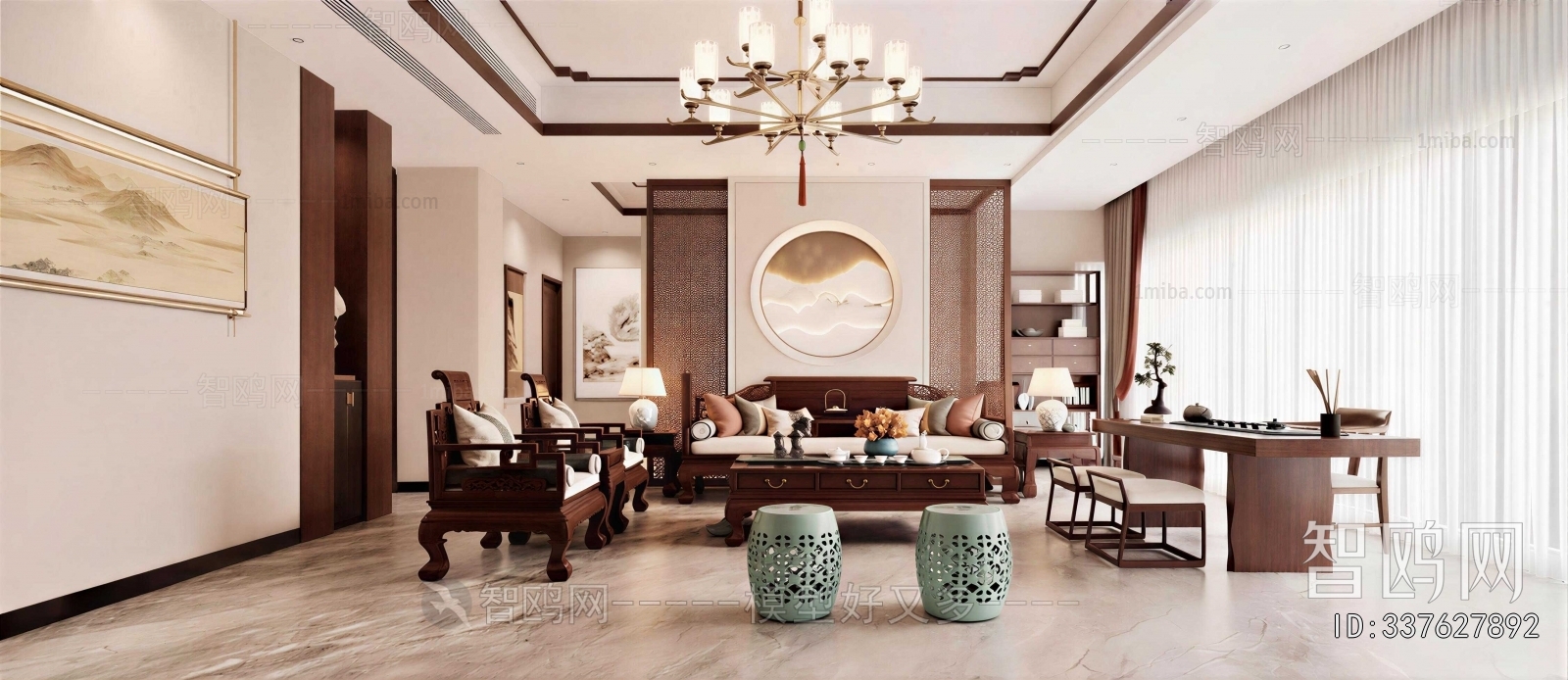 New Chinese Style A Living Room