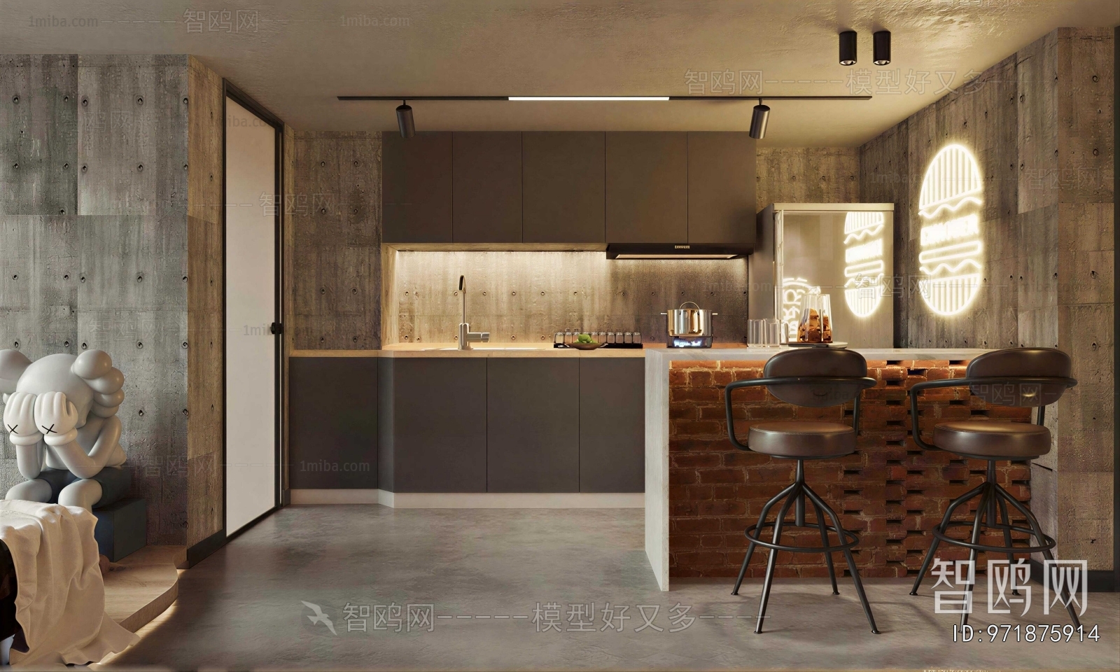 Industrial Style Open Kitchen