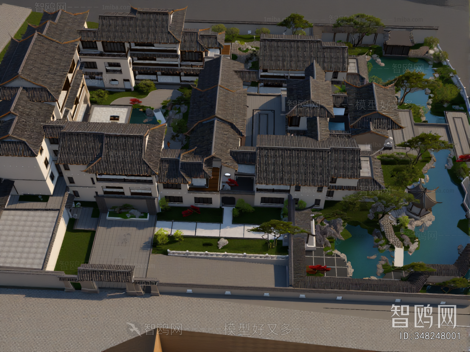 New Chinese Style Architectural Bird's-eye View Planning