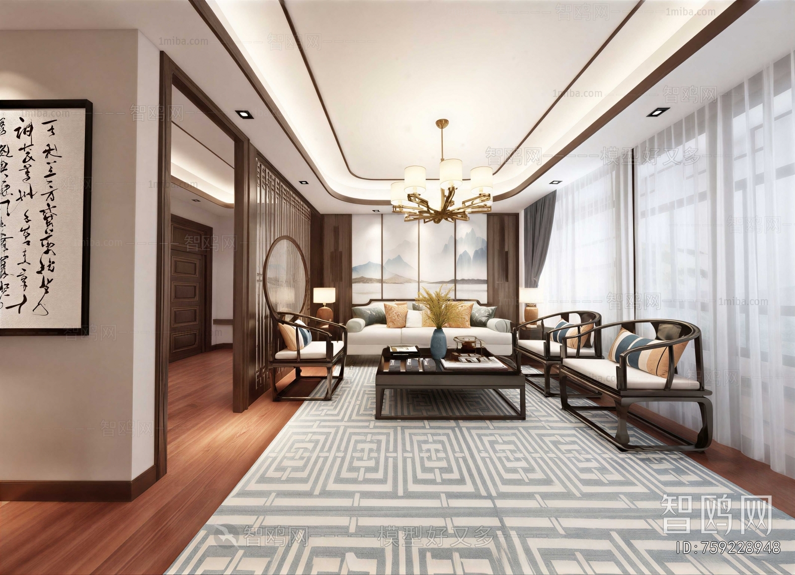 New Chinese Style A Living Room