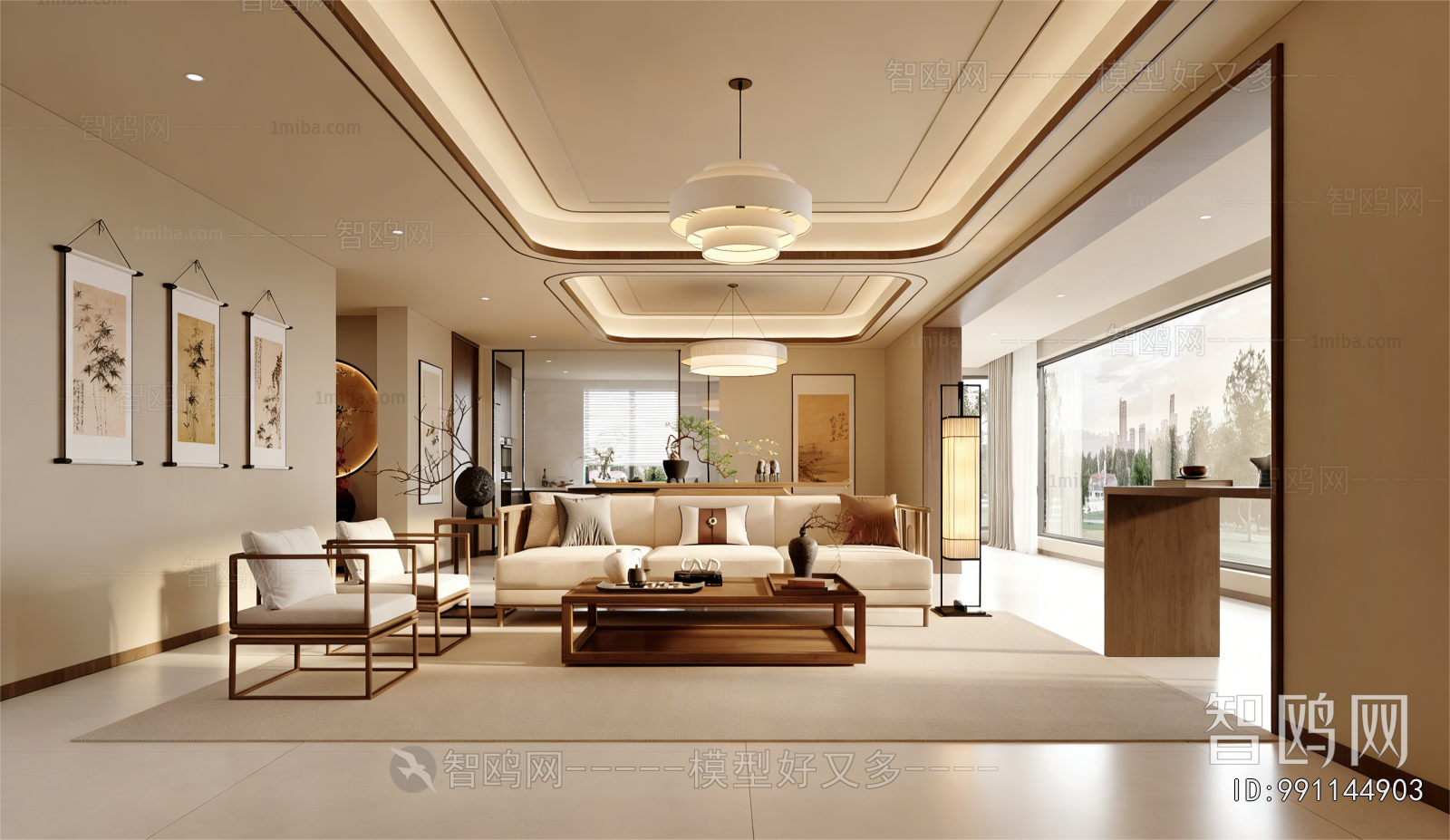 New Chinese Style A Living Room