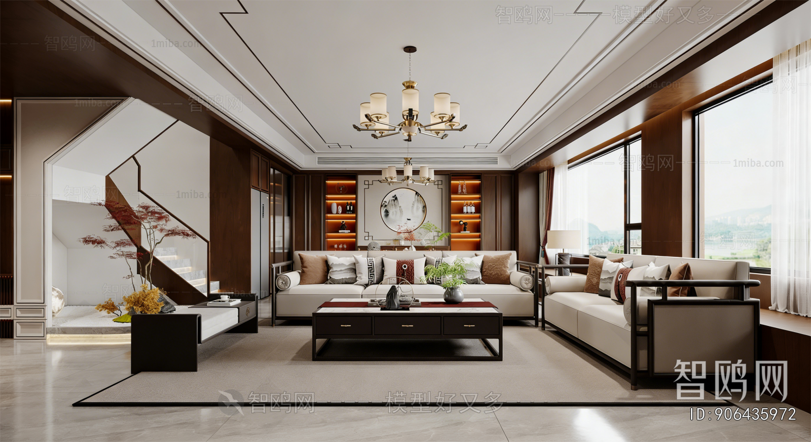 New Chinese Style A Living Room