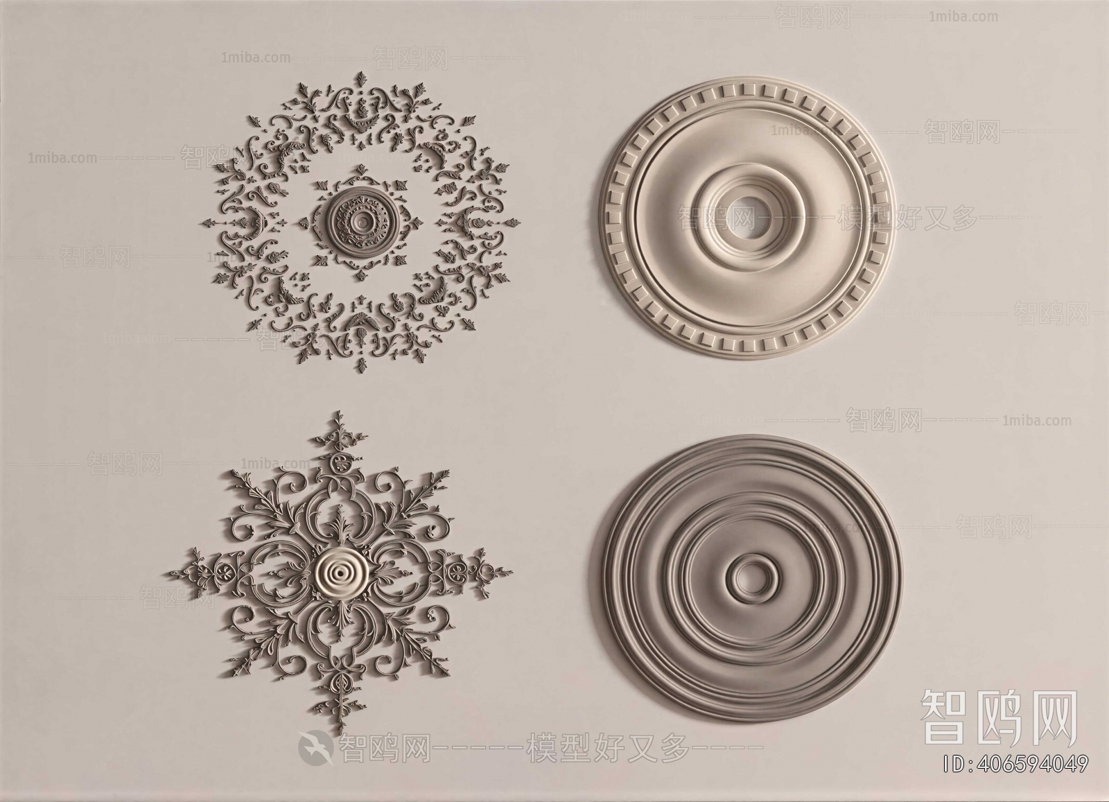 French Style Plaster Carved Top Plate