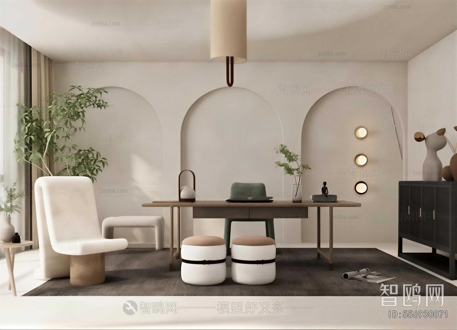 Wabi-sabi Style Study Space
