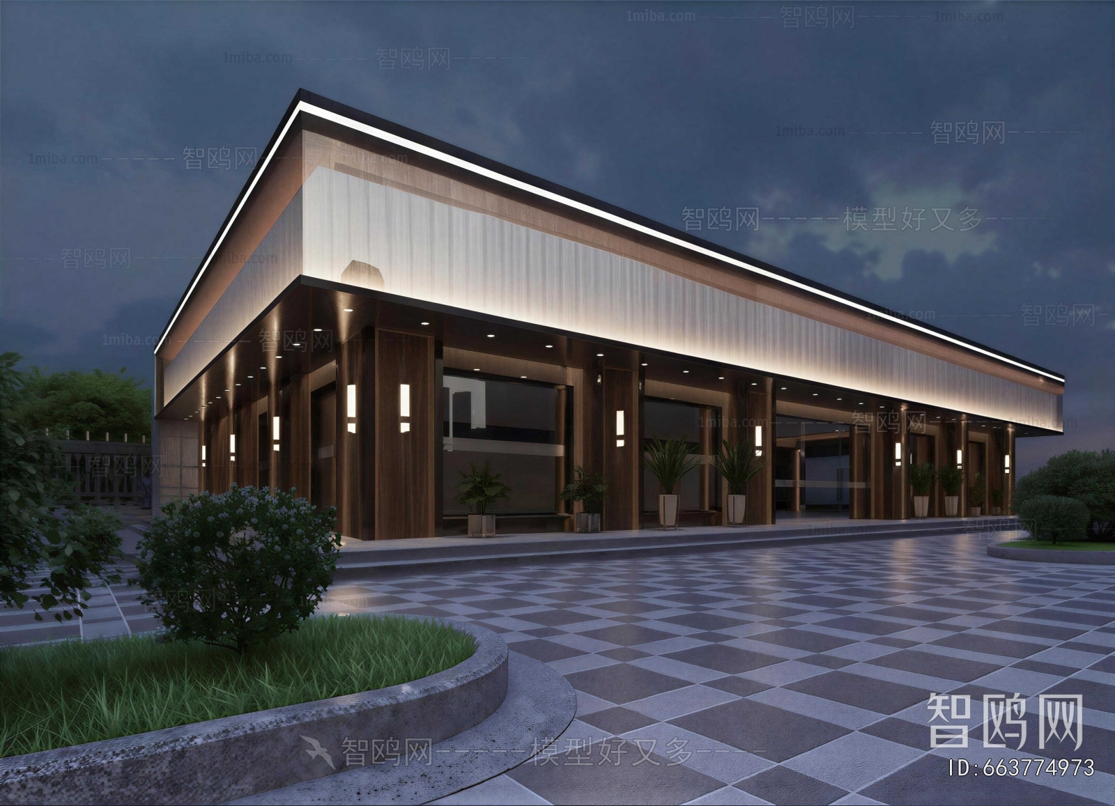 New Chinese Style Appearance Of Commercial Building
